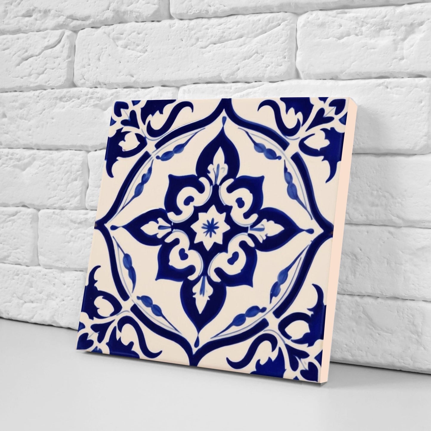 Spanish Ceramic Flower Tiles - Set of 2 Spanish Wall Decor Tiles - Kitchen Backsplash Tiles, Table Decorative Tiles, Bathroom Tiles, Coaster