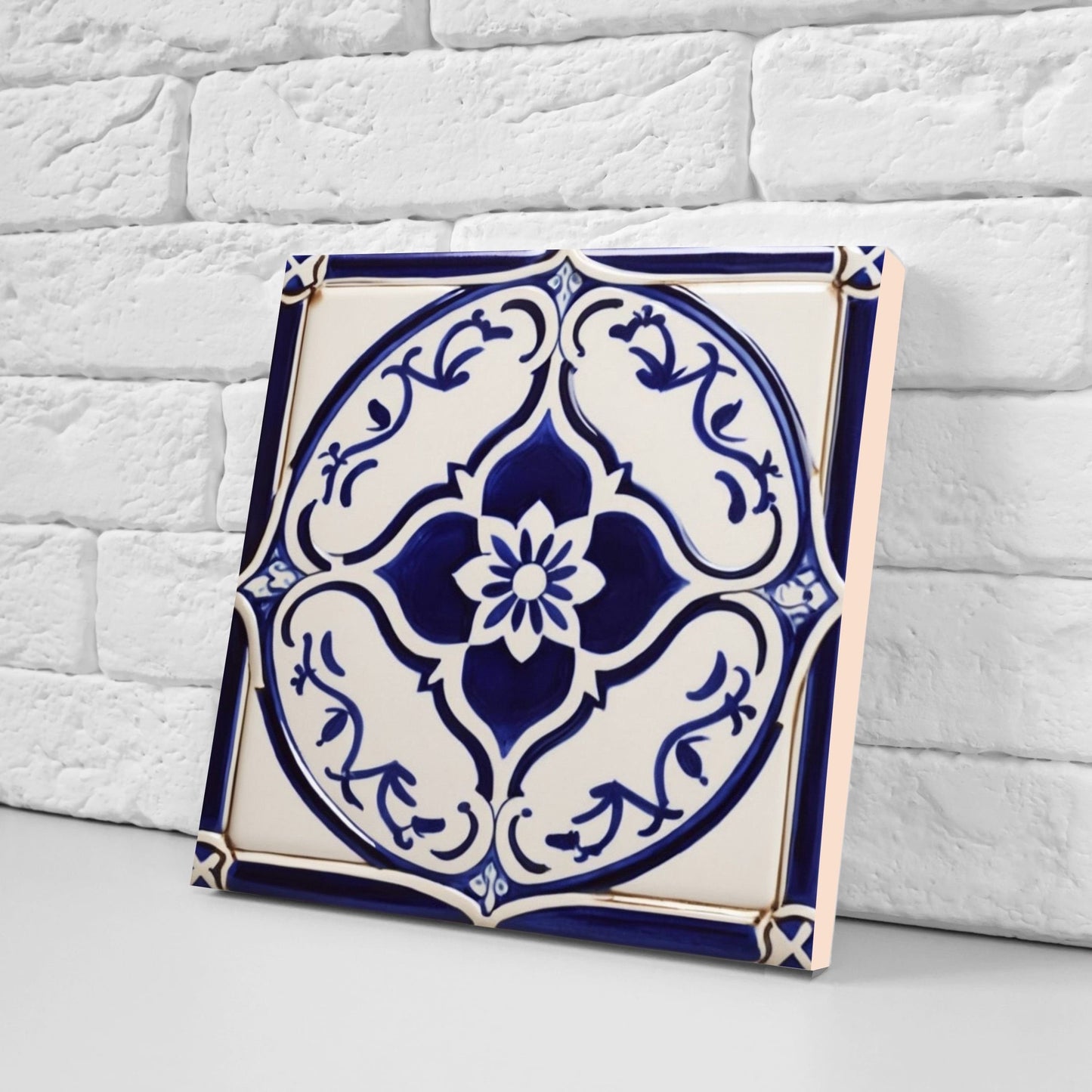 Spanish Ceramic Flower Tiles - Set of 2 Spanish Wall Decor Tiles - Kitchen Backsplash Tiles, Table Decorative Tiles, Bathroom Tiles, Coaster