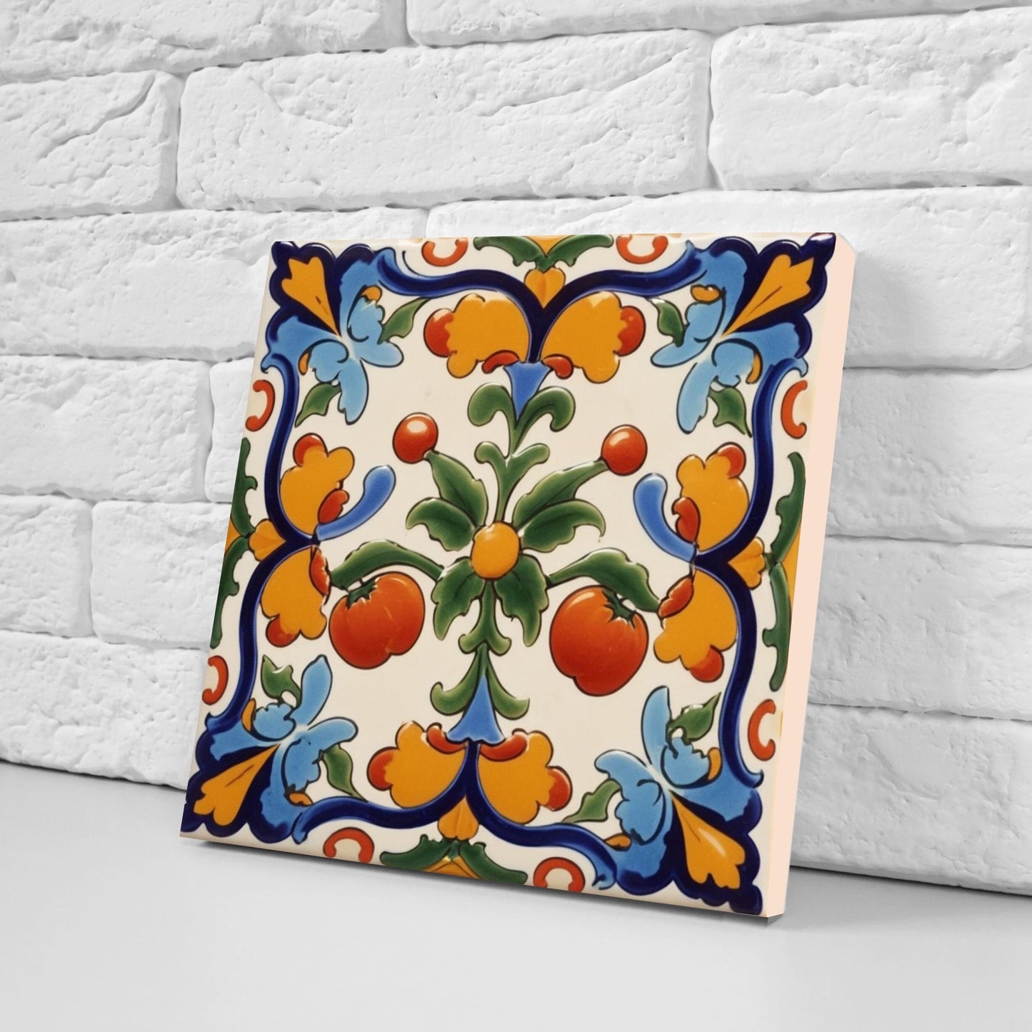 Spanish Ceramic Tiles - Set of 2 Spanish Wall Decor Tiles - Kitchen Backsplash Tiles, Table Decorative Tiles, Bathroom Tiles, Coaster