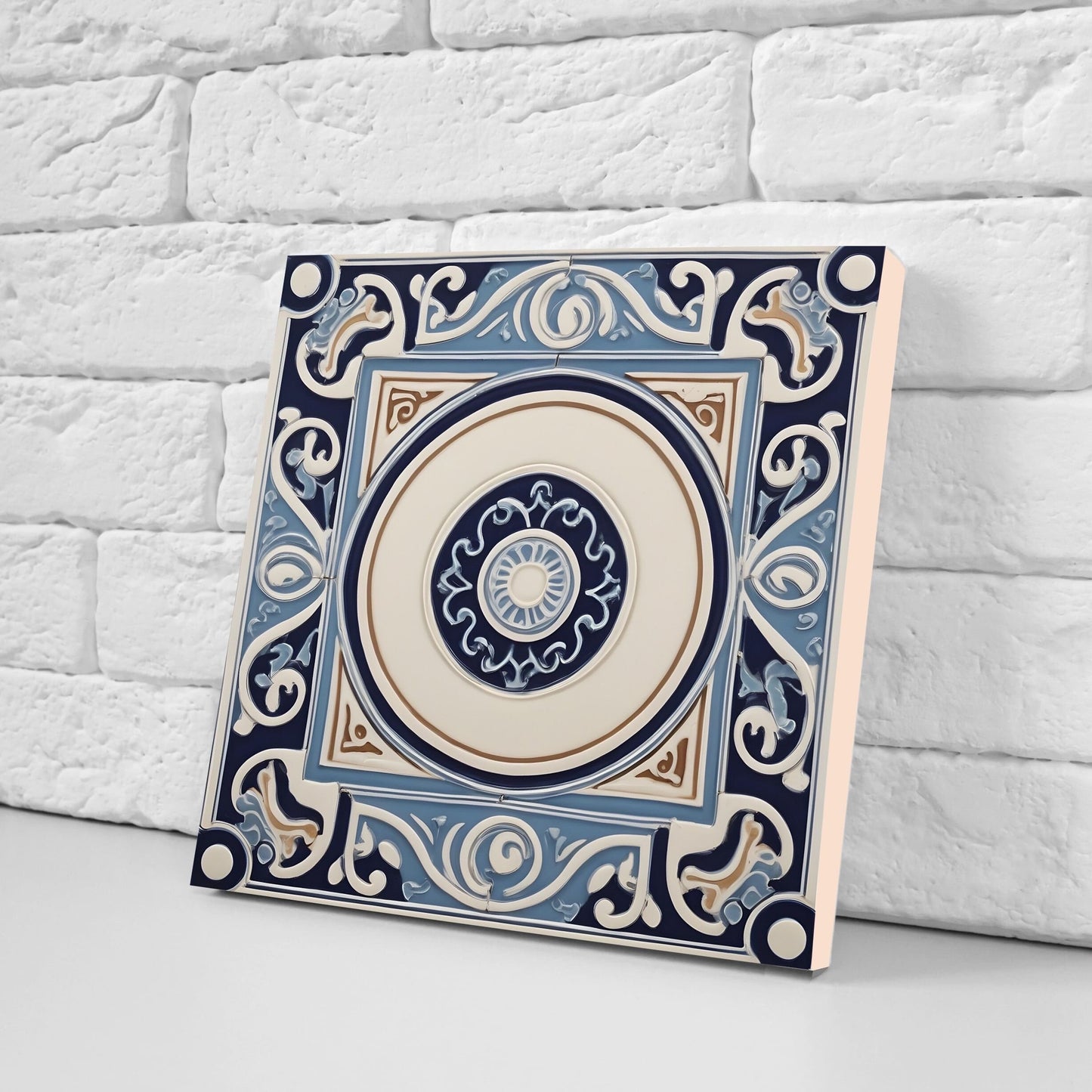 Greek Mediterranean Tiles - Set of 2 Greek Wall Decor Tiles - Kitchen Backsplash Tiles, Table Decorative Tiles, Bathroom Tiles, Coaster