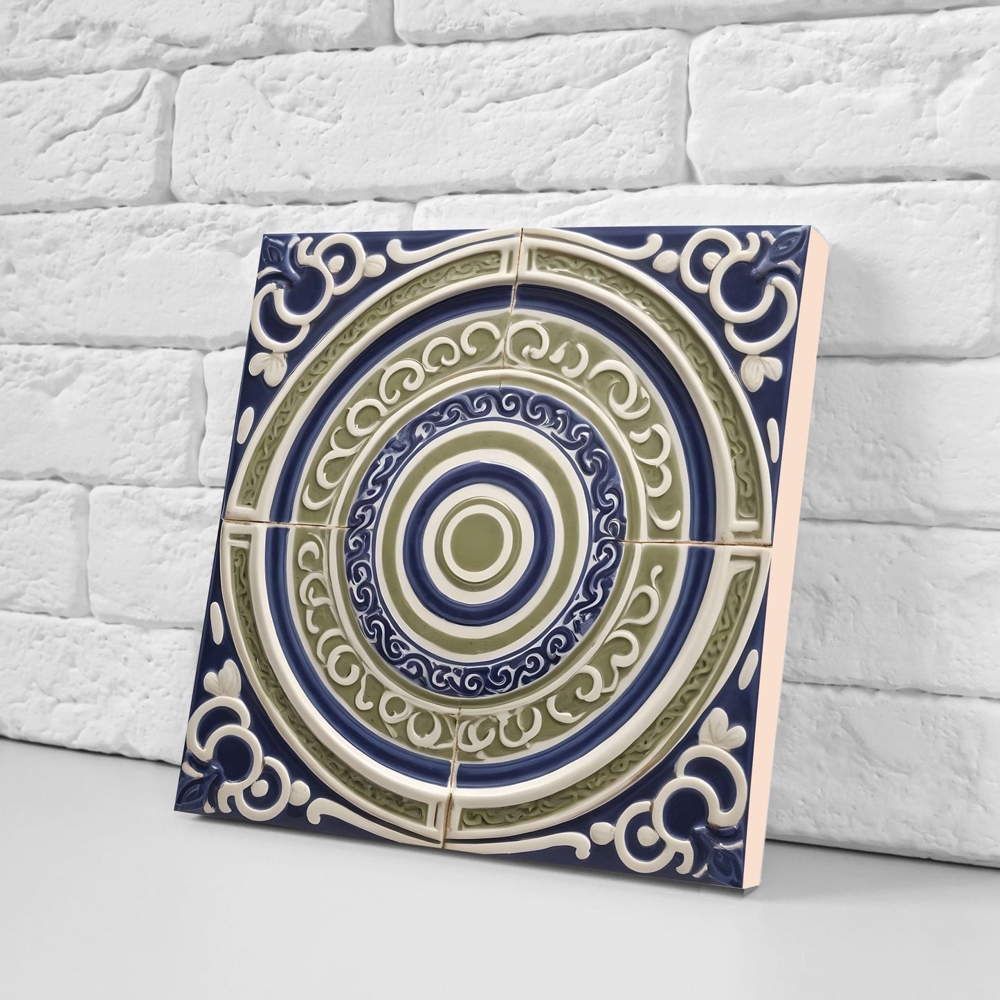 Greek Mediterranean Tiles - Set of 2 Greek Wall Decor Tiles - Kitchen Backsplash Tiles, Table Decorative Tiles, Bathroom Tiles, Coaster