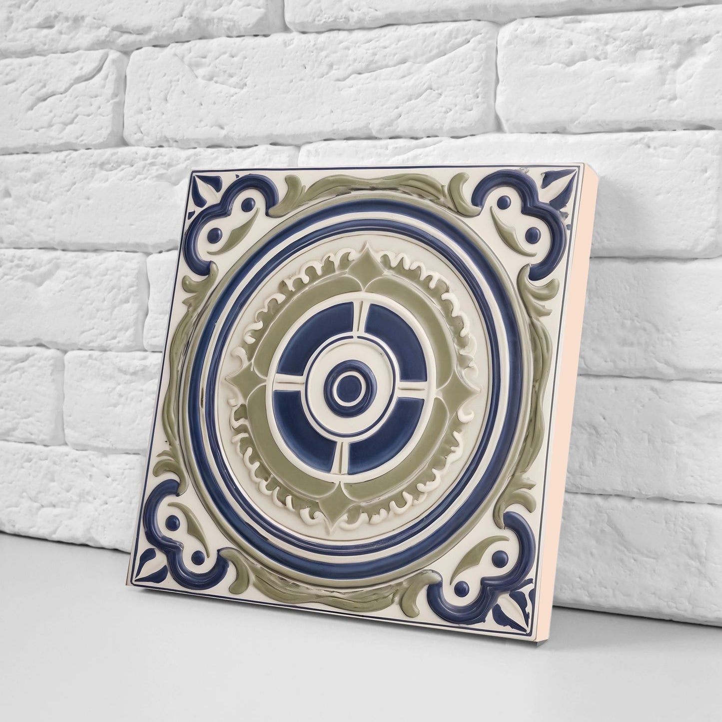 Greek Mediterranean Tiles - Set of 2 Greek Wall Decor Tiles - Kitchen Backsplash Tiles, Table Decorative Tiles, Bathroom Tiles, Coaster