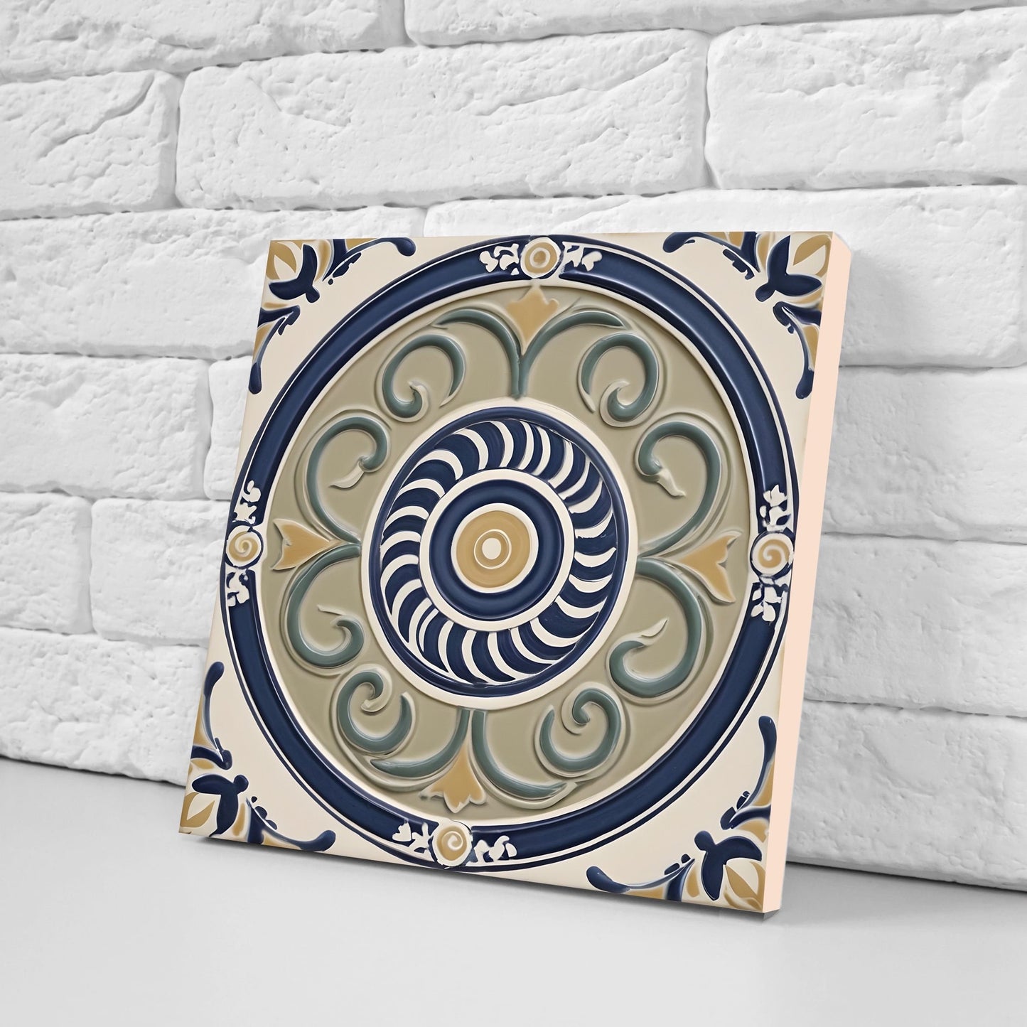 Greek Mediterranean Tiles - Set of 2 Greek Wall Decor Tiles - Kitchen Backsplash Tiles, Table Decorative Tiles, Bathroom Tiles, Coaster
