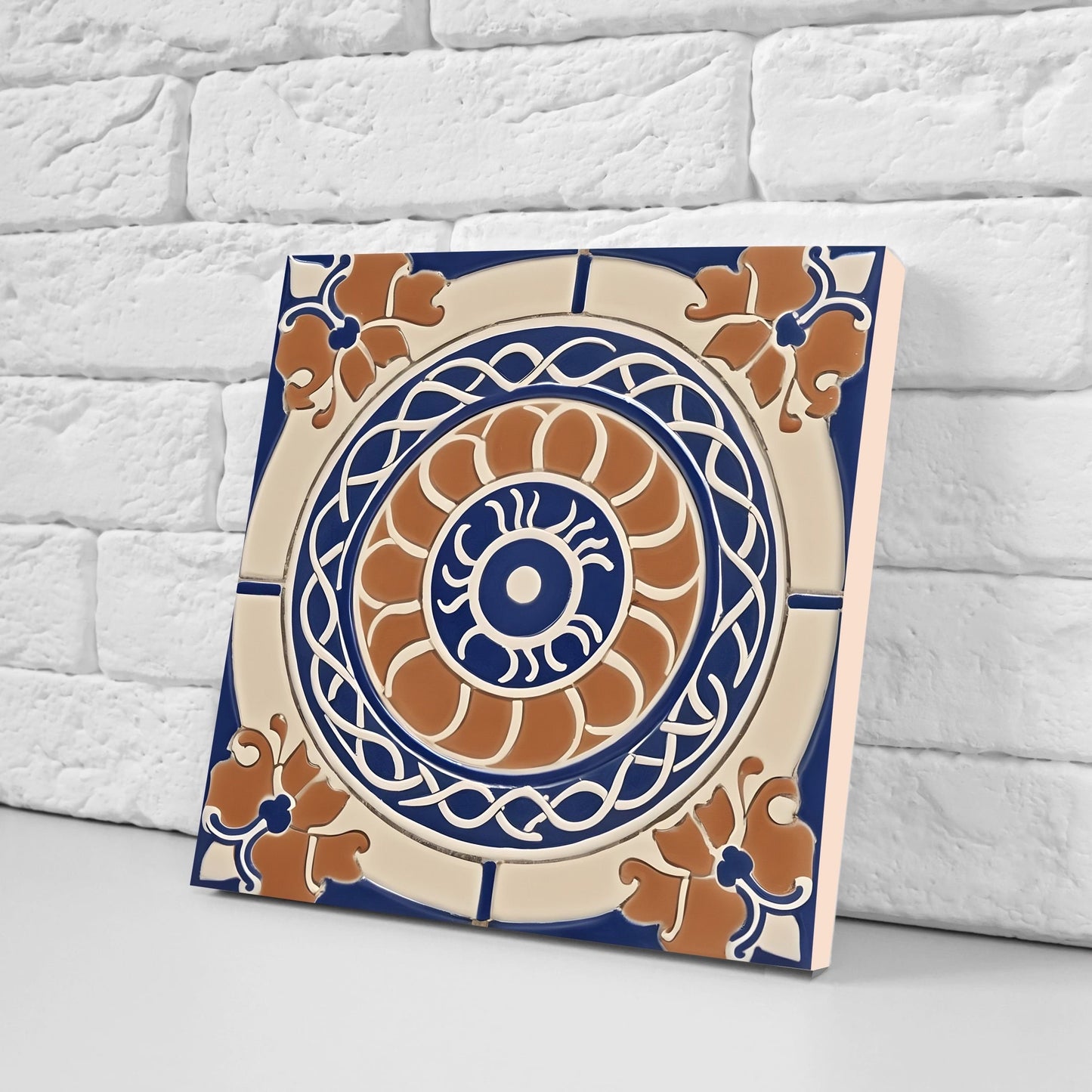 Greek Mediterranean Tiles - Set of 2 Greek Wall Decor Tiles - Kitchen Backsplash Tiles, Table Decorative Tiles, Bathroom Tiles, Coaster