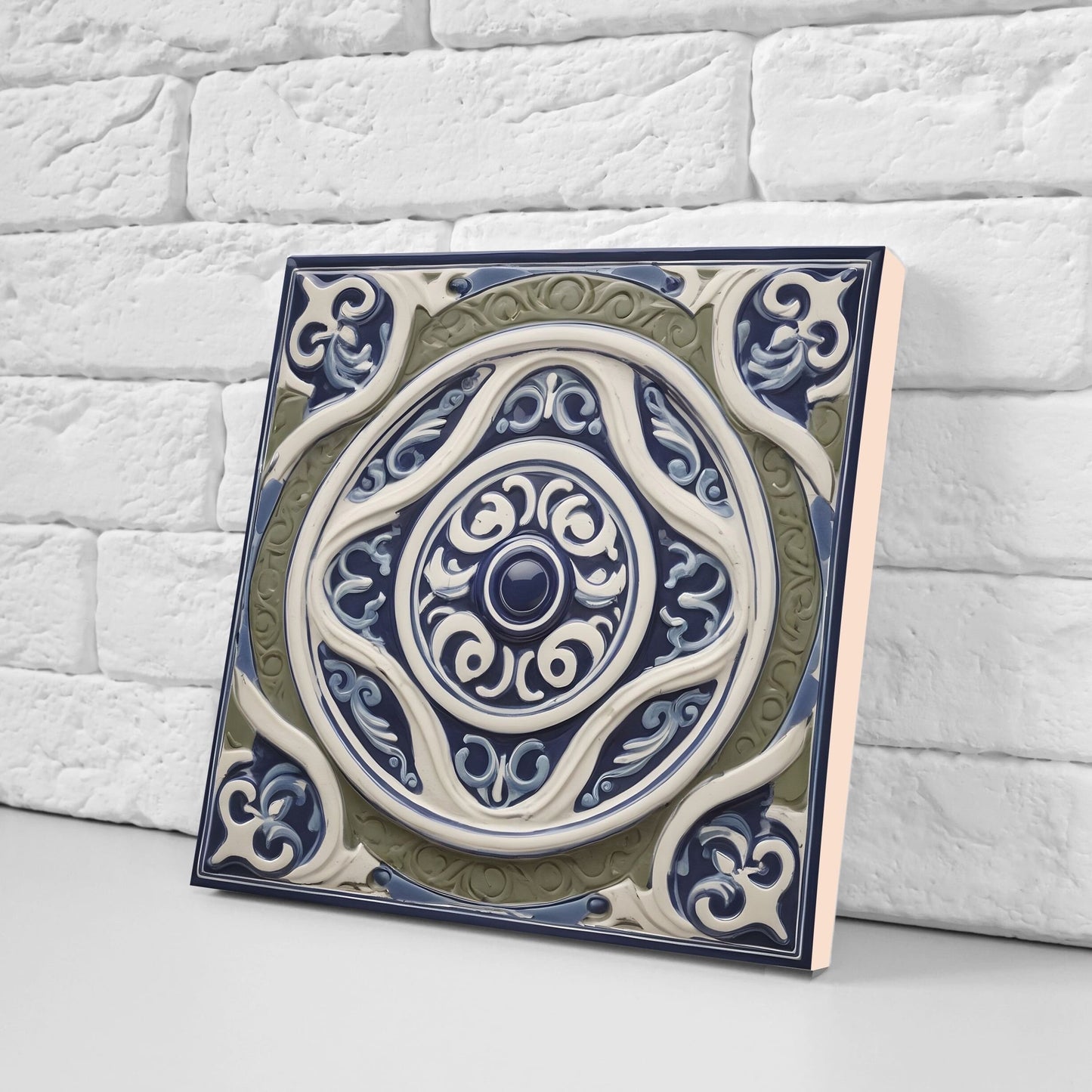 Greek Mediterranean Tiles - Set of 2 Greek Wall Decor Tiles - Kitchen Backsplash Tiles, Table Decorative Tiles, Bathroom Tiles, Coaster