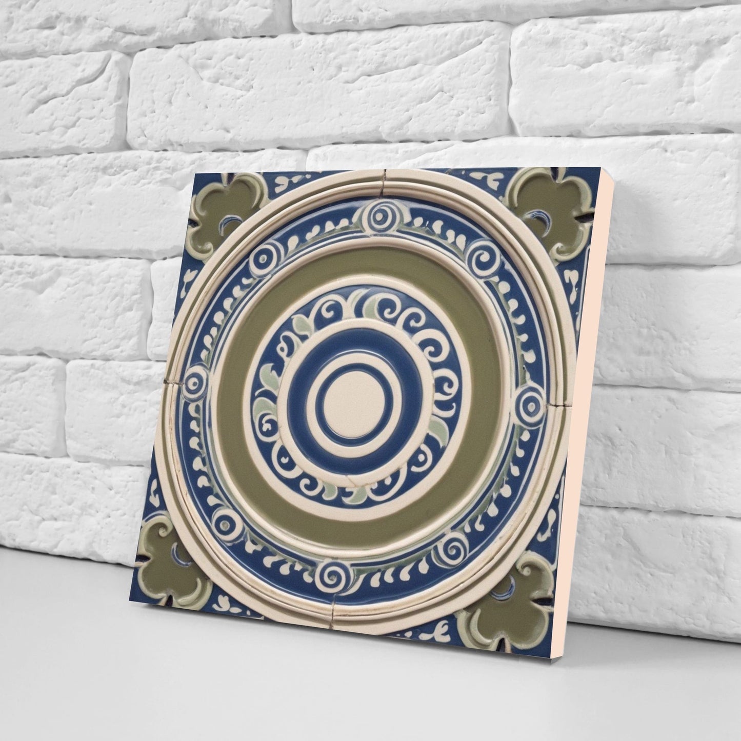 Greek Mediterranean Tiles - Set of 2 Greek Wall Decor Tiles - Kitchen Backsplash Tiles, Table Decorative Tiles, Bathroom Tiles, Coaster