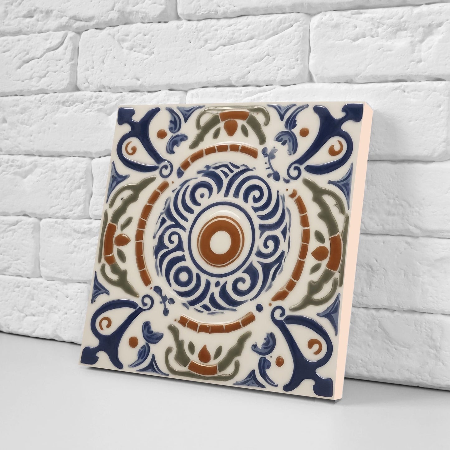 Greek Mediterranean Tiles - Set of 2 Greek Wall Decor Tiles - Kitchen Backsplash Tiles, Table Decorative Tiles, Bathroom Tiles, Coaster