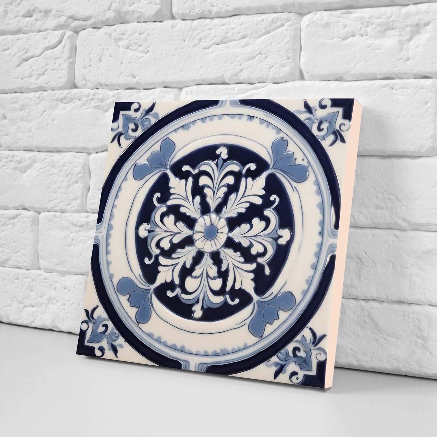 Greek Mediterranean Tiles - Set of 2 Greek Wall Decor Tiles - Kitchen Backsplash Tiles, Table Decorative Tiles, Bathroom Tiles, Coaster