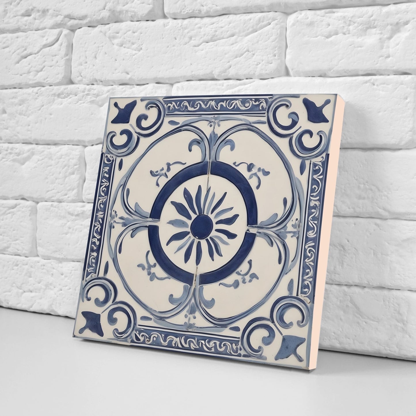 Greek Mediterranean Tiles - Set of 2 Greek Wall Decor Tiles - Kitchen Backsplash Tiles, Table Decorative Tiles, Bathroom Tiles, Coaster