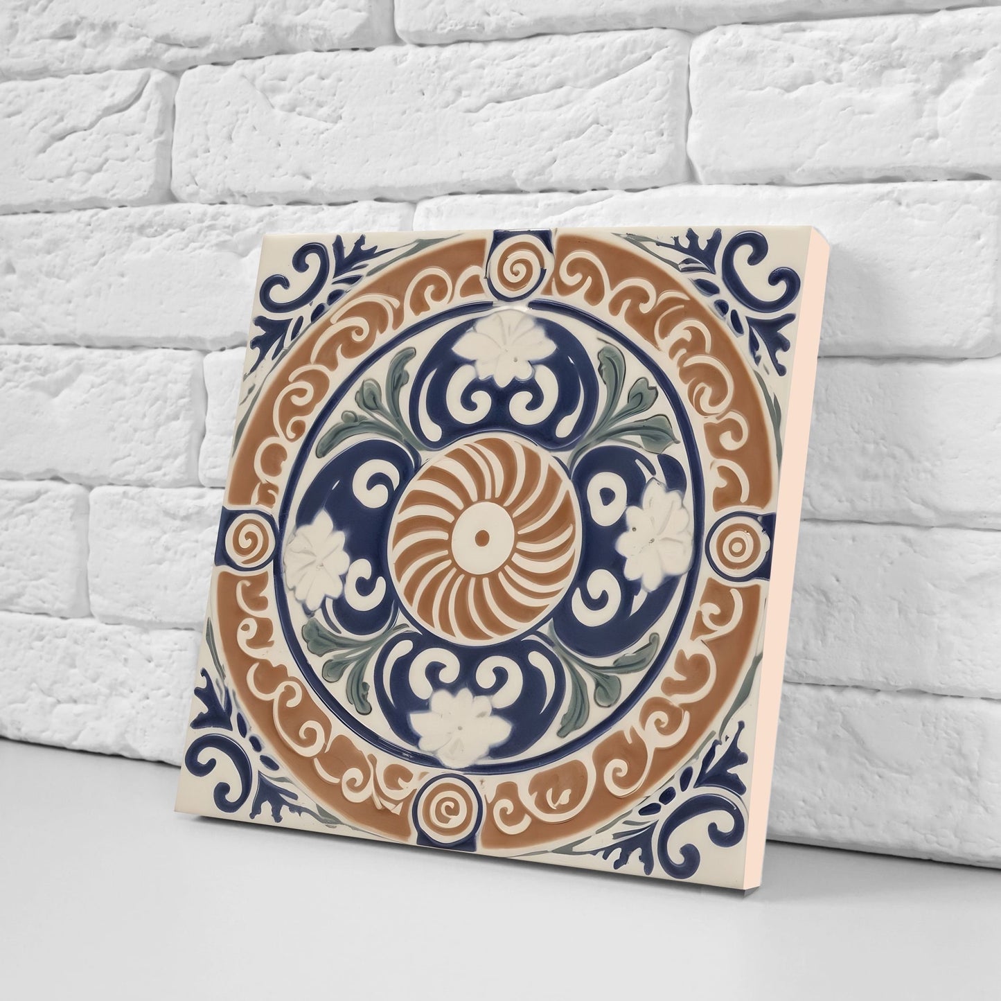Greek Mediterranean Tiles - Set of 2 Greek Wall Decor Tiles - Kitchen Backsplash Tiles, Table Decorative Tiles, Bathroom Tiles, Coaster
