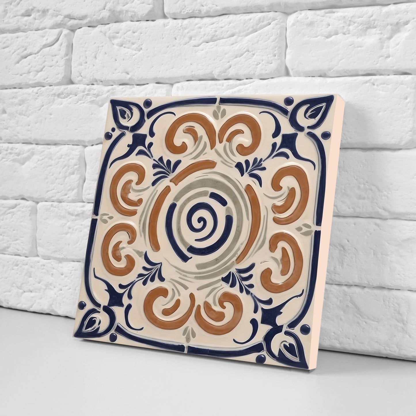 Greek Mediterranean Tiles - Set of 2 Greek Wall Decor Tiles - Kitchen Backsplash Tiles, Table Decorative Tiles, Bathroom Tiles, Coaster