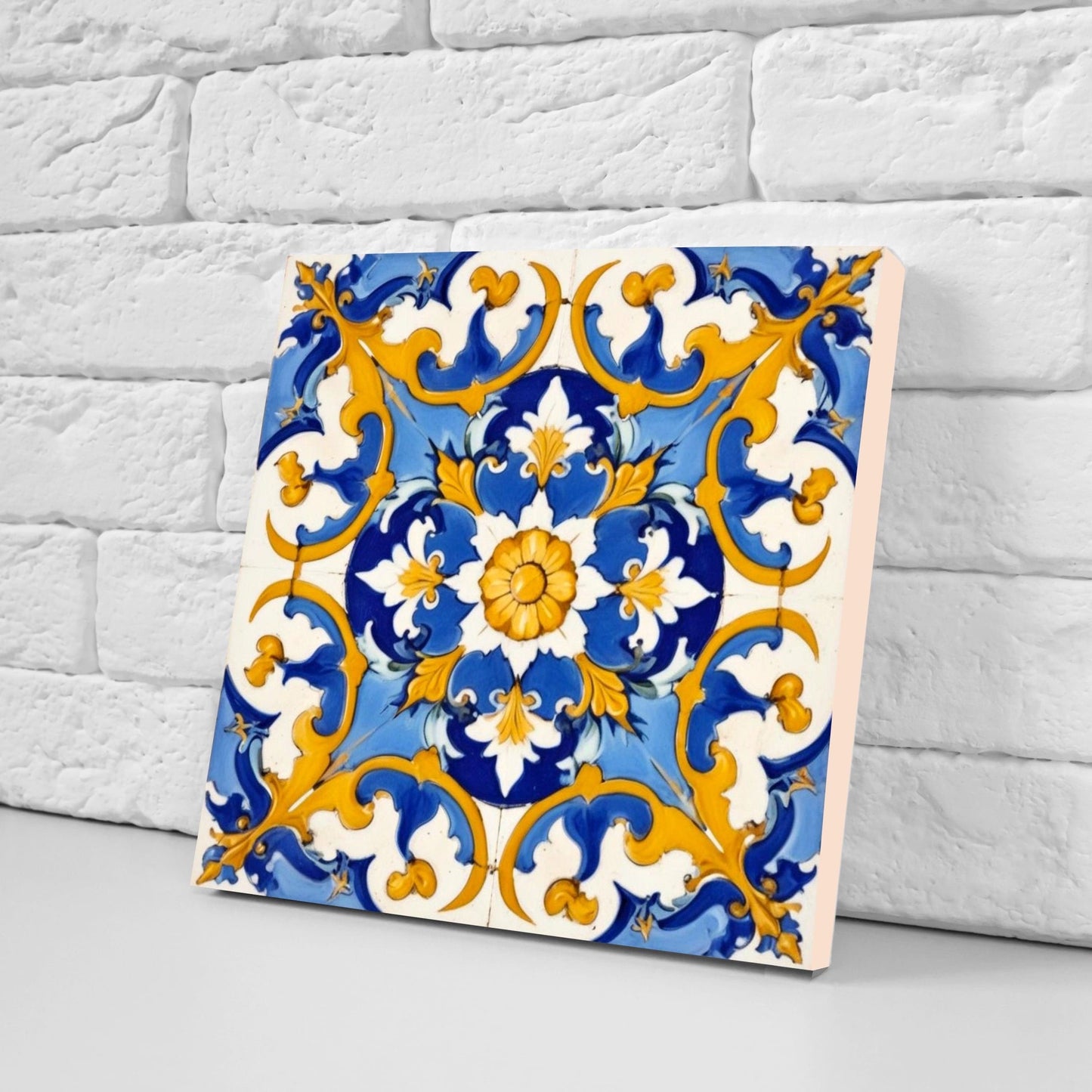 Italian Majolica Tiles - Set of 2 Sicilian Wall Decor Tiles - Kitchen Backsplash Tiles, Table Decorative Tiles, Bathroom Tiles, Coaster