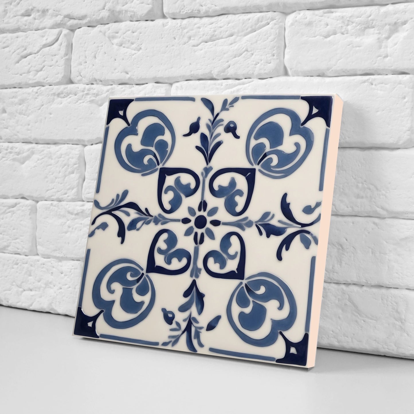 Greek Mediterranean Tiles - Set of 2 Greek Wall Decor Tiles - Kitchen Backsplash Tiles, Table Decorative Tiles, Bathroom Tiles, Coaster