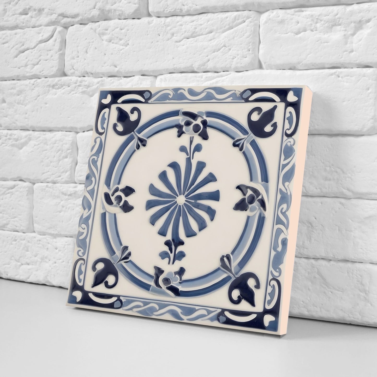 Greek Mediterranean Tiles - Set of 2 Greek Wall Decor Tiles - Kitchen Backsplash Tiles, Table Decorative Tiles, Bathroom Tiles, Coaster