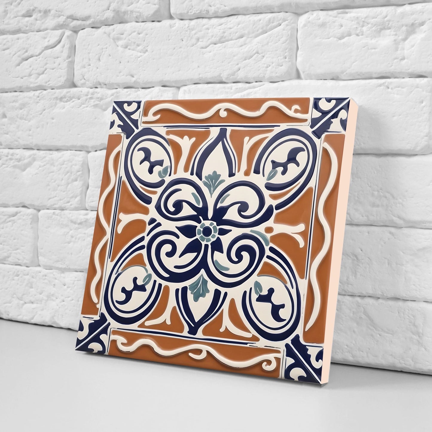 Greek Mediterranean Tiles - Set of 2 Greek Wall Decor Tiles - Kitchen Backsplash Tiles, Table Decorative Tiles, Bathroom Tiles, Coaster