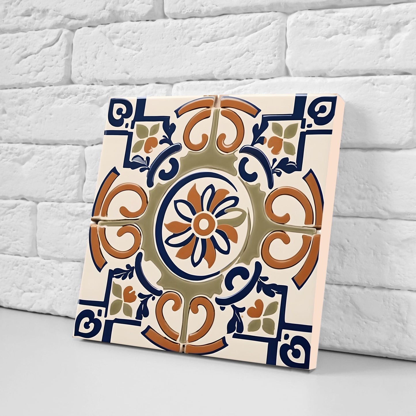 Greek Mediterranean Tiles - Set of 2 Greek Wall Decor Tiles - Kitchen Backsplash Tiles, Table Decorative Tiles, Bathroom Tiles, Coaster
