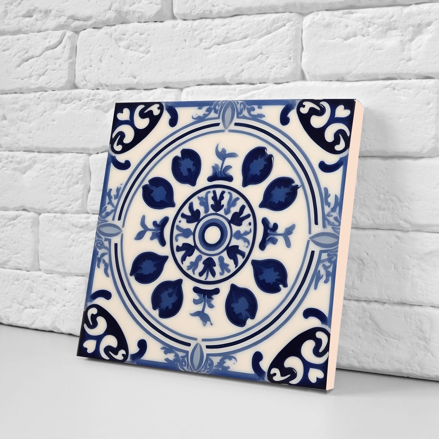 Greek Mediterranean Tiles - Set of 2 Greek Wall Decor Tiles - Kitchen Backsplash Tiles, Table Decorative Tiles, Bathroom Tiles, Coaster