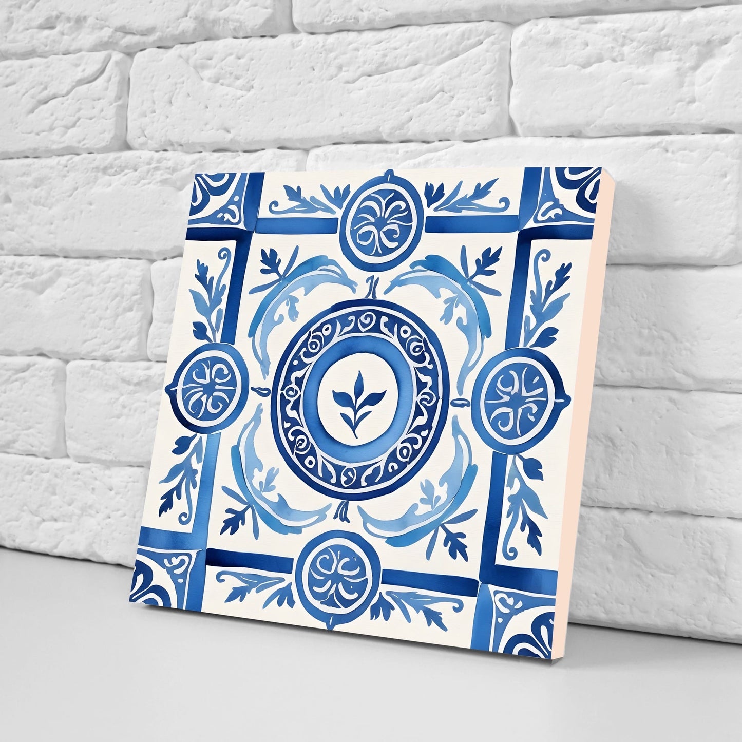 Greek Mediterranean Tiles - Set of 2 Greek Wall Decor Tiles - Kitchen Backsplash Tiles, Table Decorative Tiles, Bathroom Tiles, Coaster