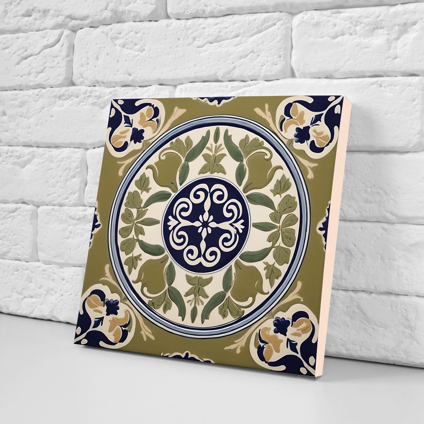 Greek Mediterranean Tiles - Set of 2 Greek Wall Decor Tiles - Kitchen Backsplash Tiles, Table Decorative Tiles, Bathroom Tiles, Coaster