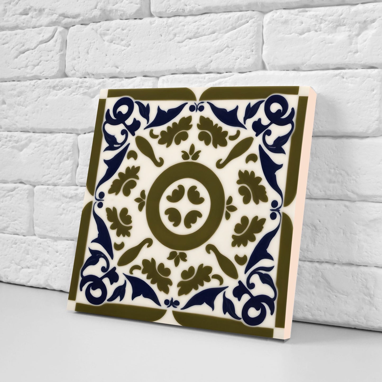 Greek Mediterranean Tiles - Set of 2 Greek Wall Decor Tiles - Kitchen Backsplash Tiles, Table Decorative Tiles, Bathroom Tiles, Coaster