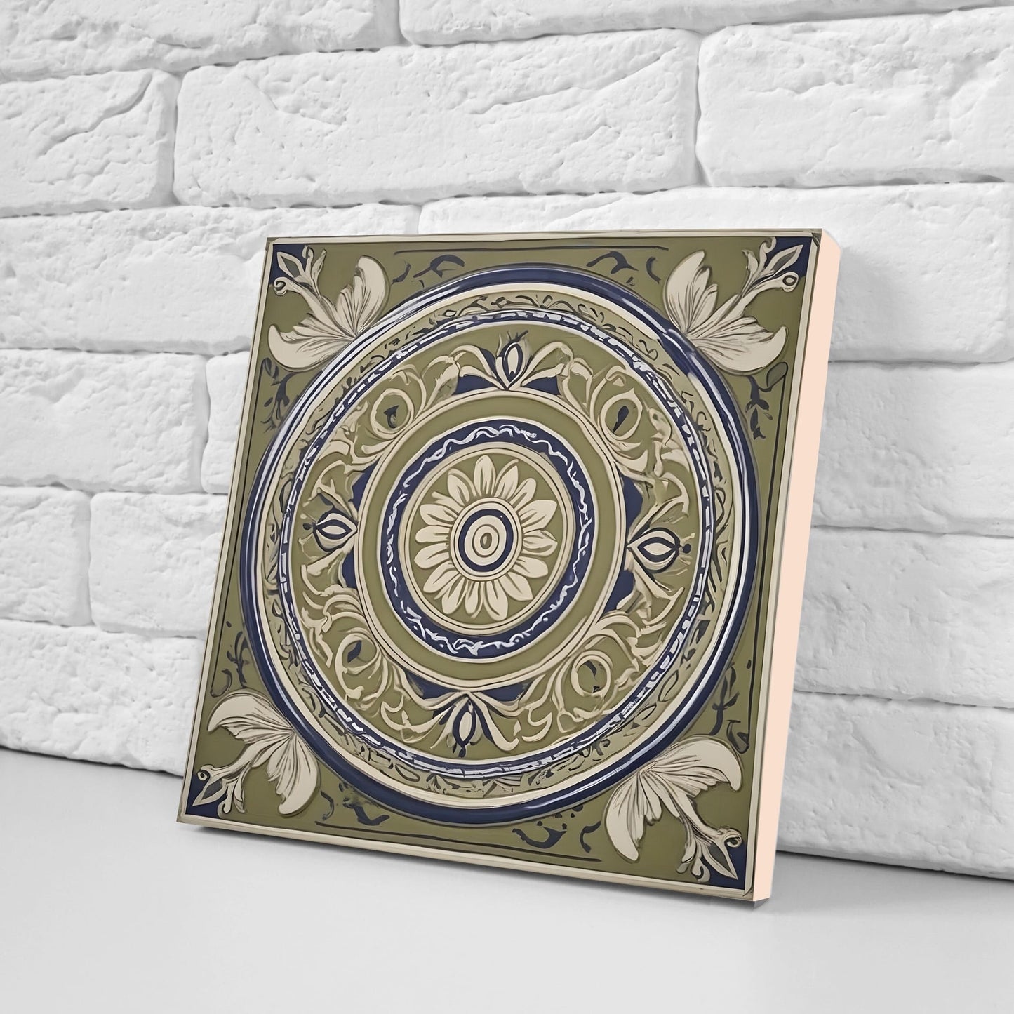 Greek Mediterranean Tiles - Set of 2 Greek Wall Decor Tiles - Kitchen Backsplash Tiles, Table Decorative Tiles, Bathroom Tiles, Coaster