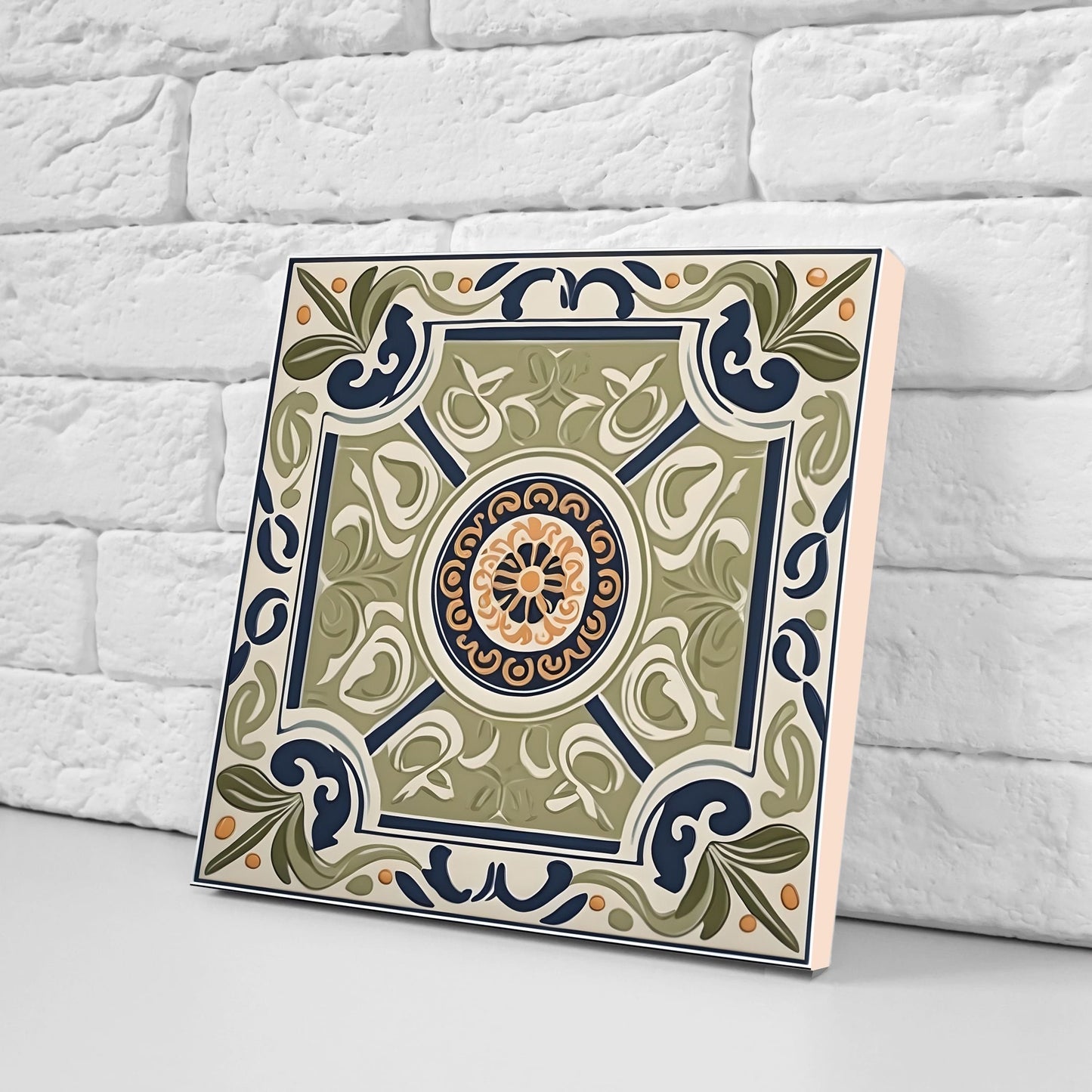 Greek Mediterranean Tiles - Set of 2 Greek Wall Decor Tiles - Kitchen Backsplash Tiles, Table Decorative Tiles, Bathroom Tiles, Coaster