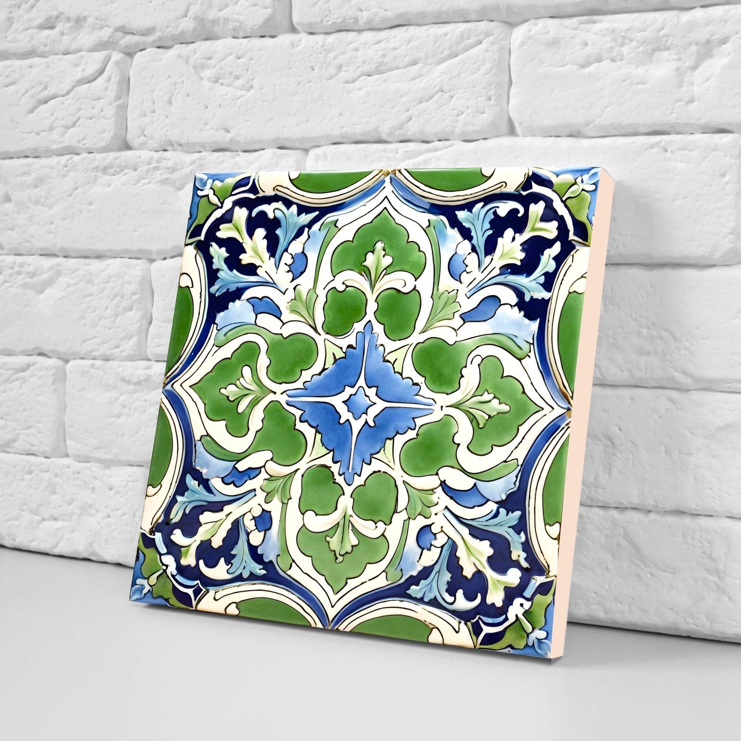 Italian Majolica Tiles - Set of 2 Sicilian Wall Decor Tiles - Kitchen Backsplash Tiles, Table Decorative Tiles, Bathroom Tiles, Coaster