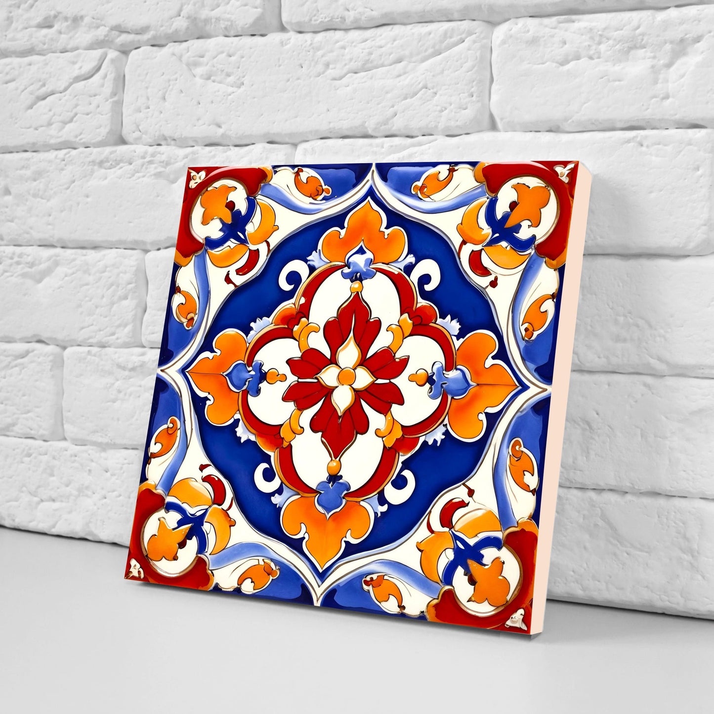 Italian Majolica Tiles - Set of 2 Sicilian Wall Decor Tiles - Kitchen Backsplash Tiles, Table Decorative Tiles, Bathroom Tiles, Coaster