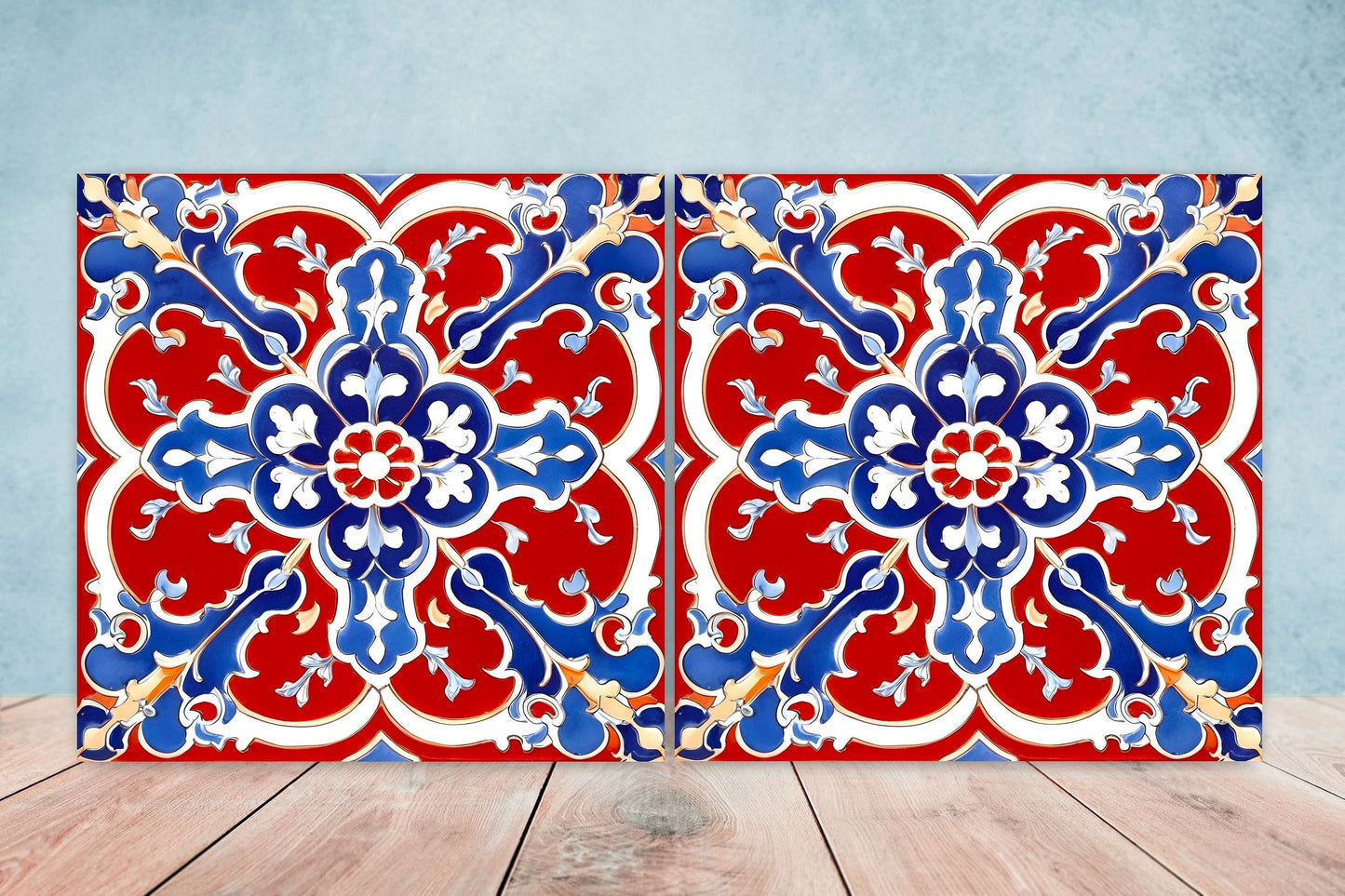 Italian Majolica Tiles - Set of 2 Sicilian Wall Decor Tiles - Kitchen Backsplash Tiles, Table Decorative Tiles, Bathroom Tiles, Coaster
