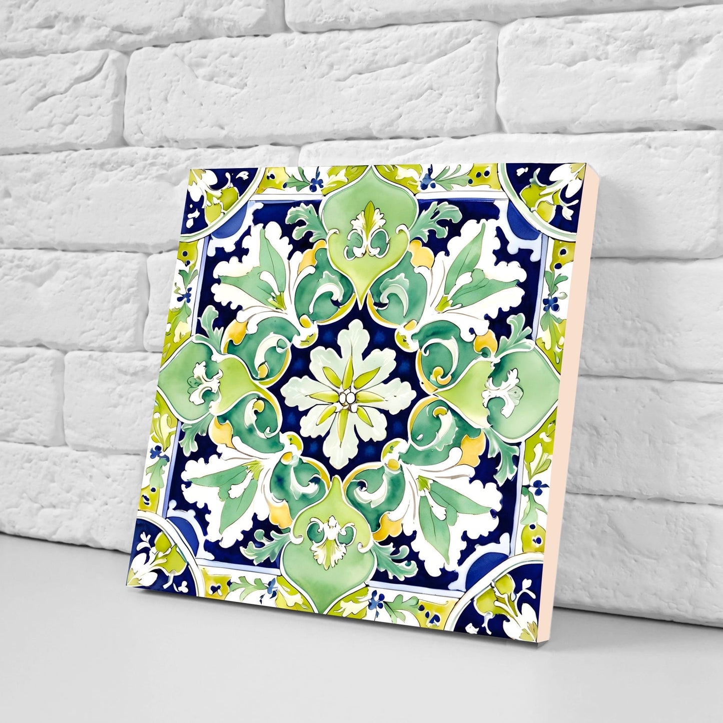 Italian Majolica Tiles - Set of 2 Sicilian Wall Decor Tiles - Kitchen Backsplash Tiles, Table Decorative Tiles, Bathroom Tiles, Coaster
