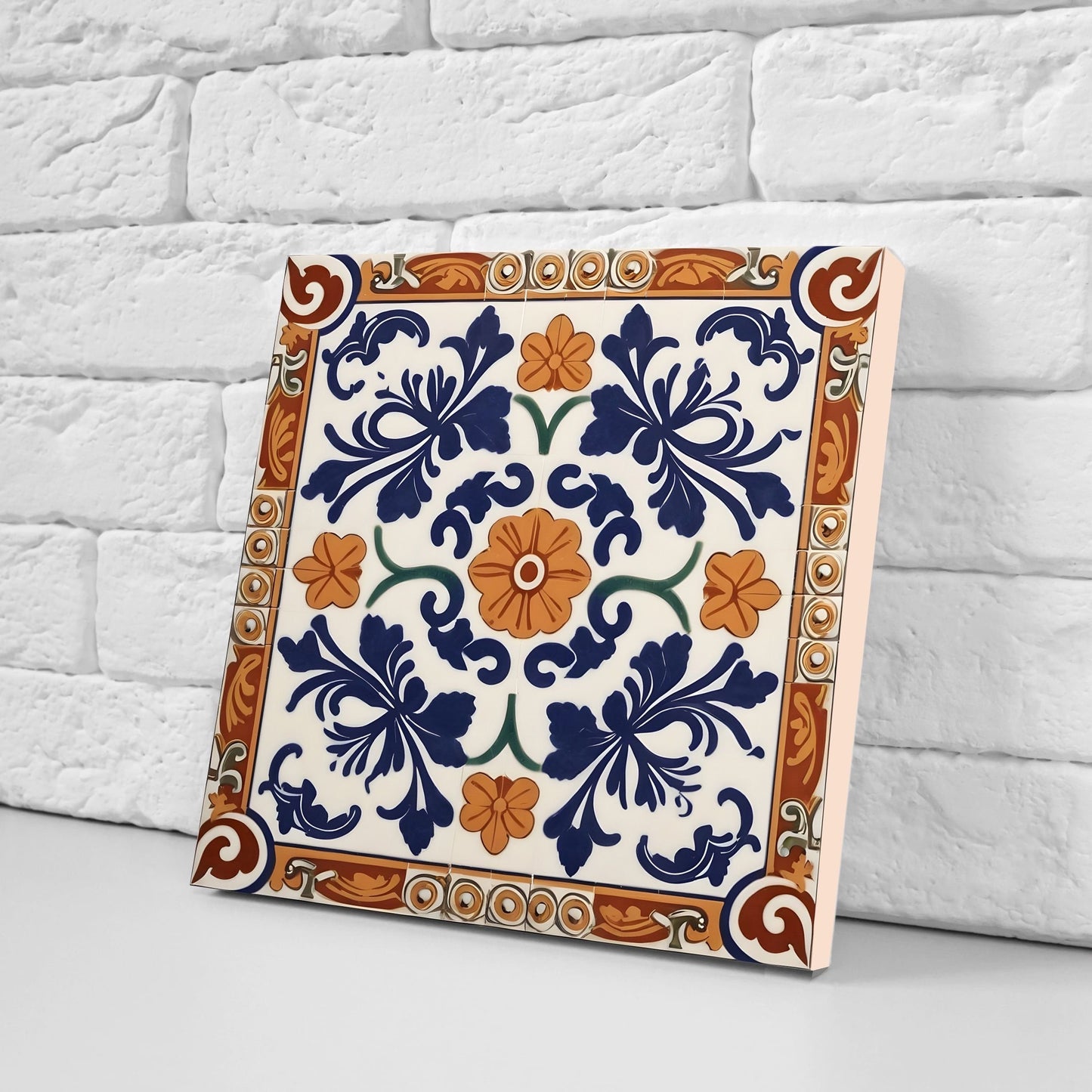 Greek Mediterranean Tiles - Set of 2 Greek Wall Decor Tiles - Kitchen Backsplash Tiles, Table Decorative Tiles, Bathroom Tiles, Coaster