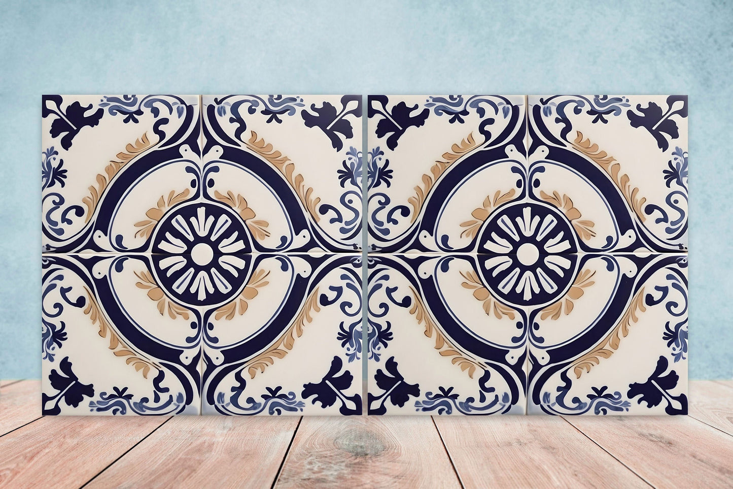 Greek Mediterranean Tiles - Set of 2 Greek Wall Decor Tiles - Kitchen Backsplash Tiles, Table Decorative Tiles, Bathroom Tiles, Coaster