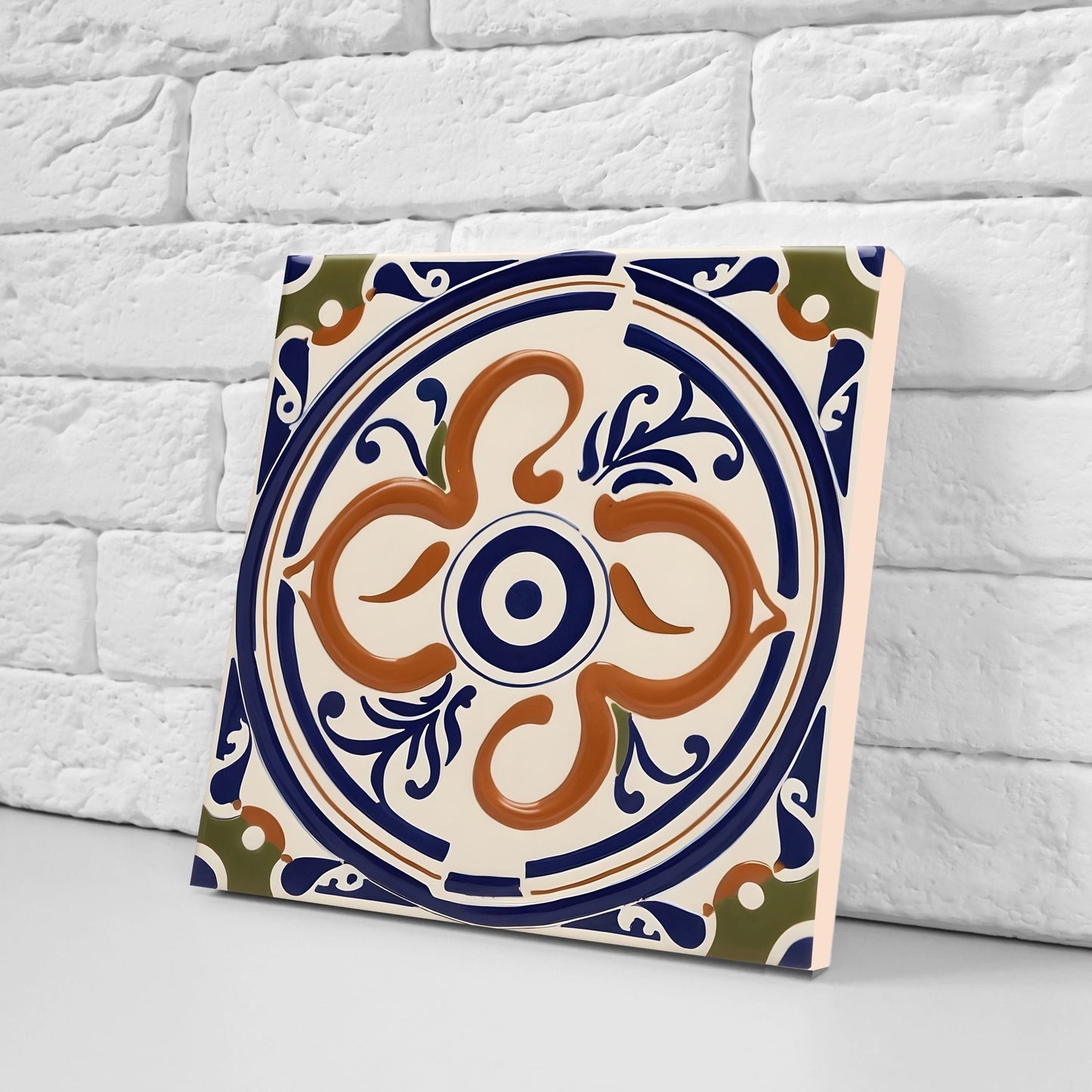 Greek Mediterranean Tiles - Set of 2 Greek Wall Decor Tiles - Kitchen Backsplash Tiles, Table Decorative Tiles, Bathroom Tiles, Coaster