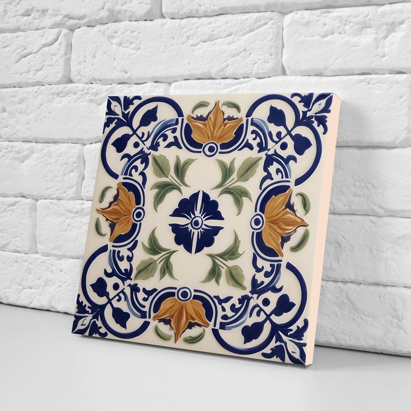 Greek Mediterranean Tiles - Set of 2 Greek Wall Decor Tiles - Kitchen Backsplash Tiles, Table Decorative Tiles, Bathroom Tiles, Coaster