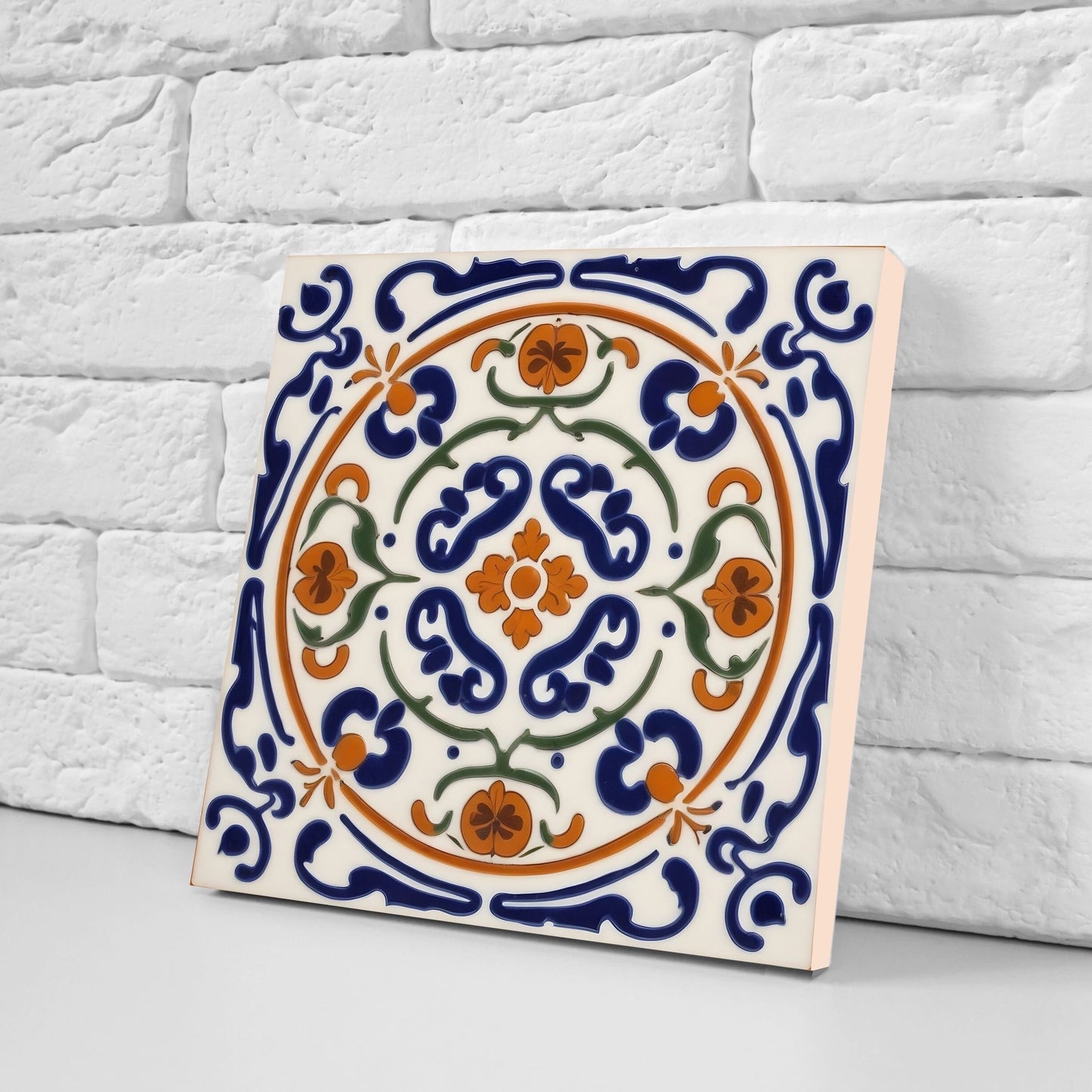 Greek Mediterranean Tiles - Set of 2 Greek Wall Decor Tiles - Kitchen Backsplash Tiles, Table Decorative Tiles, Bathroom Tiles, Coaster