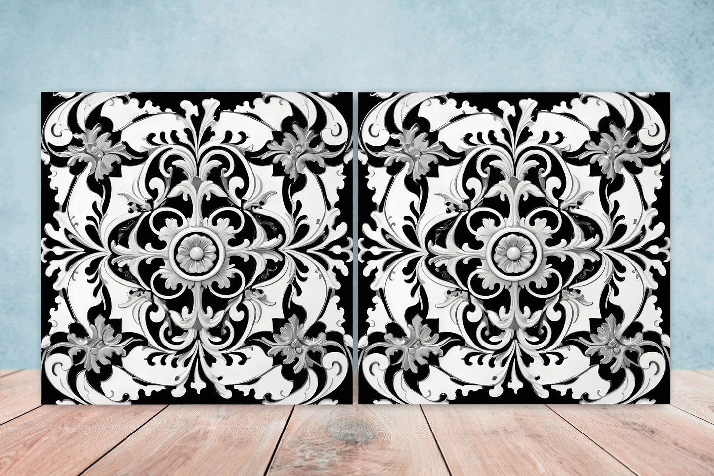Victorian Tiles - Set of 2 Victorian Wall Decor Ceramic Tiles - Kitchen Backsplash Tiles, Table Decorative Tiles, Bathroom Tiles, Coaster