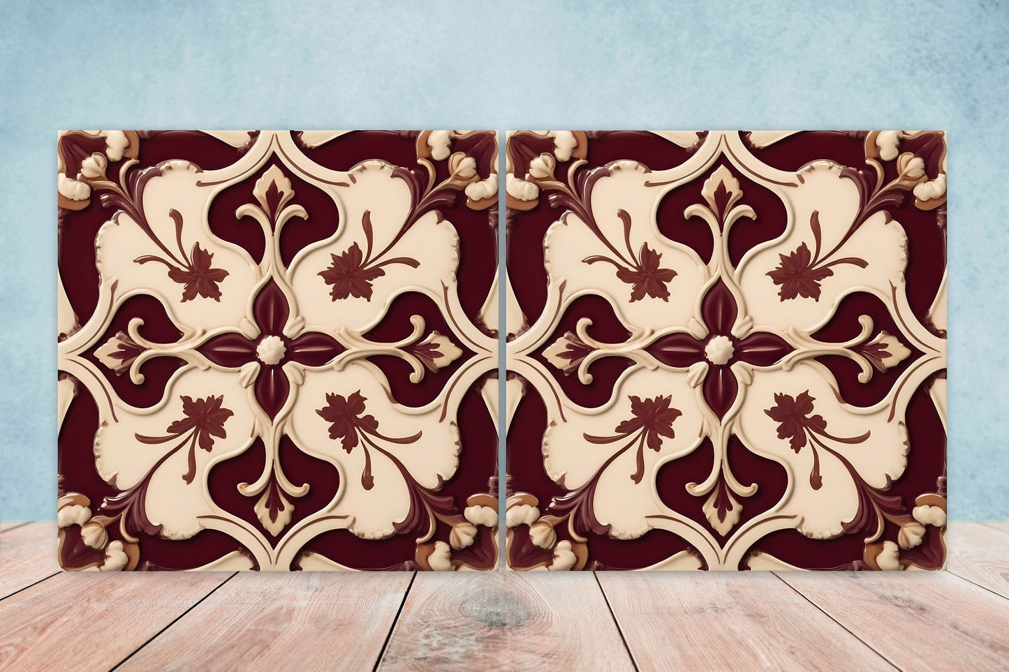 Victorian Tiles - Set of 2 Victorian Wall Decor Ceramic Tiles - Kitchen Backsplash Tiles, Table Decorative Tiles, Bathroom Tiles, Coaster