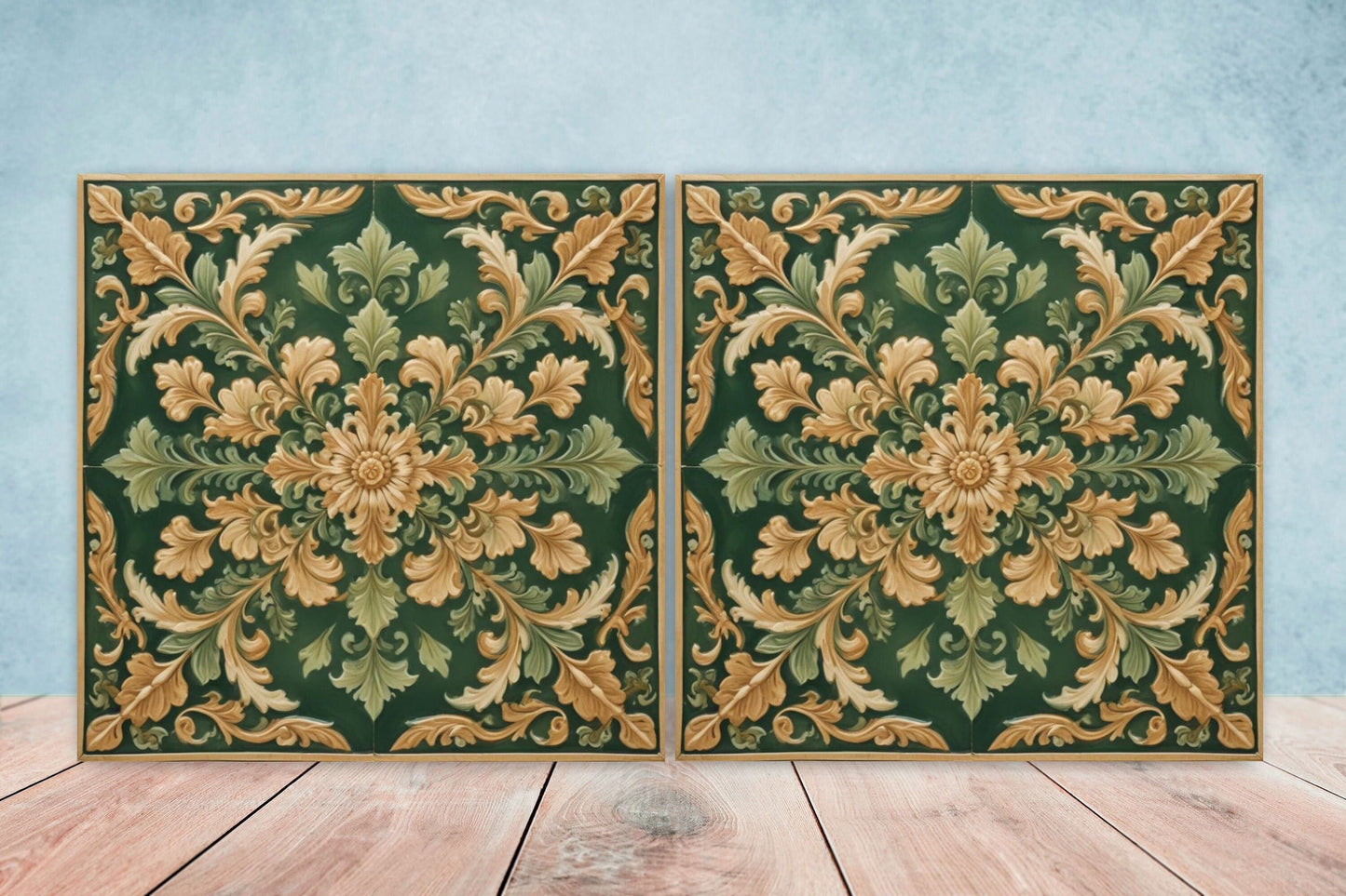 Victorian Tiles - Set of 2 Victorian Wall Decor Ceramic Tiles - Kitchen Backsplash Tiles, Table Decorative Tiles, Bathroom Tiles, Coaster