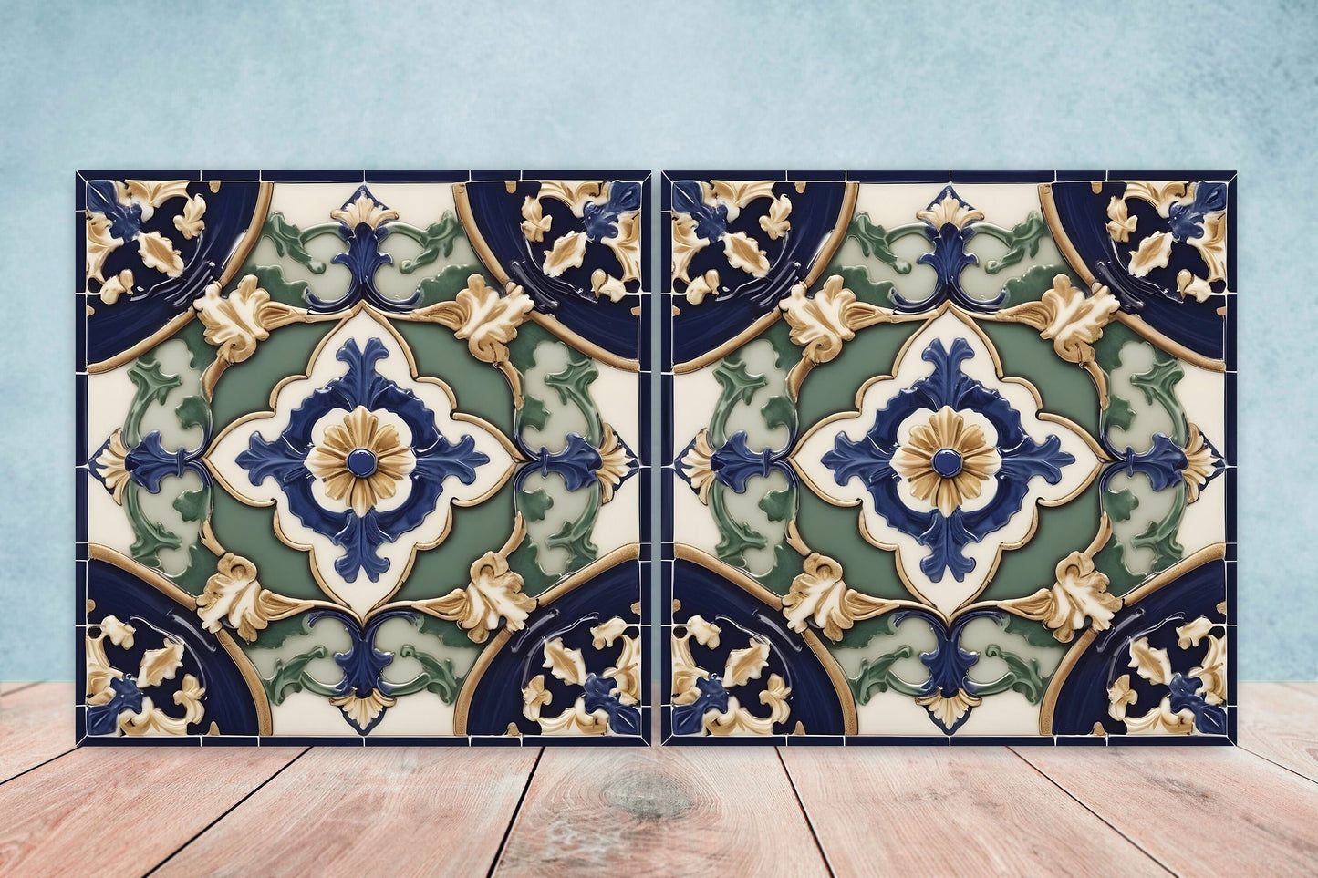 Victorian Tiles - Set of 2 Victorian Wall Decor Ceramic Tiles - Kitchen Backsplash Tiles, Table Decorative Tiles, Bathroom Tiles, Coaster