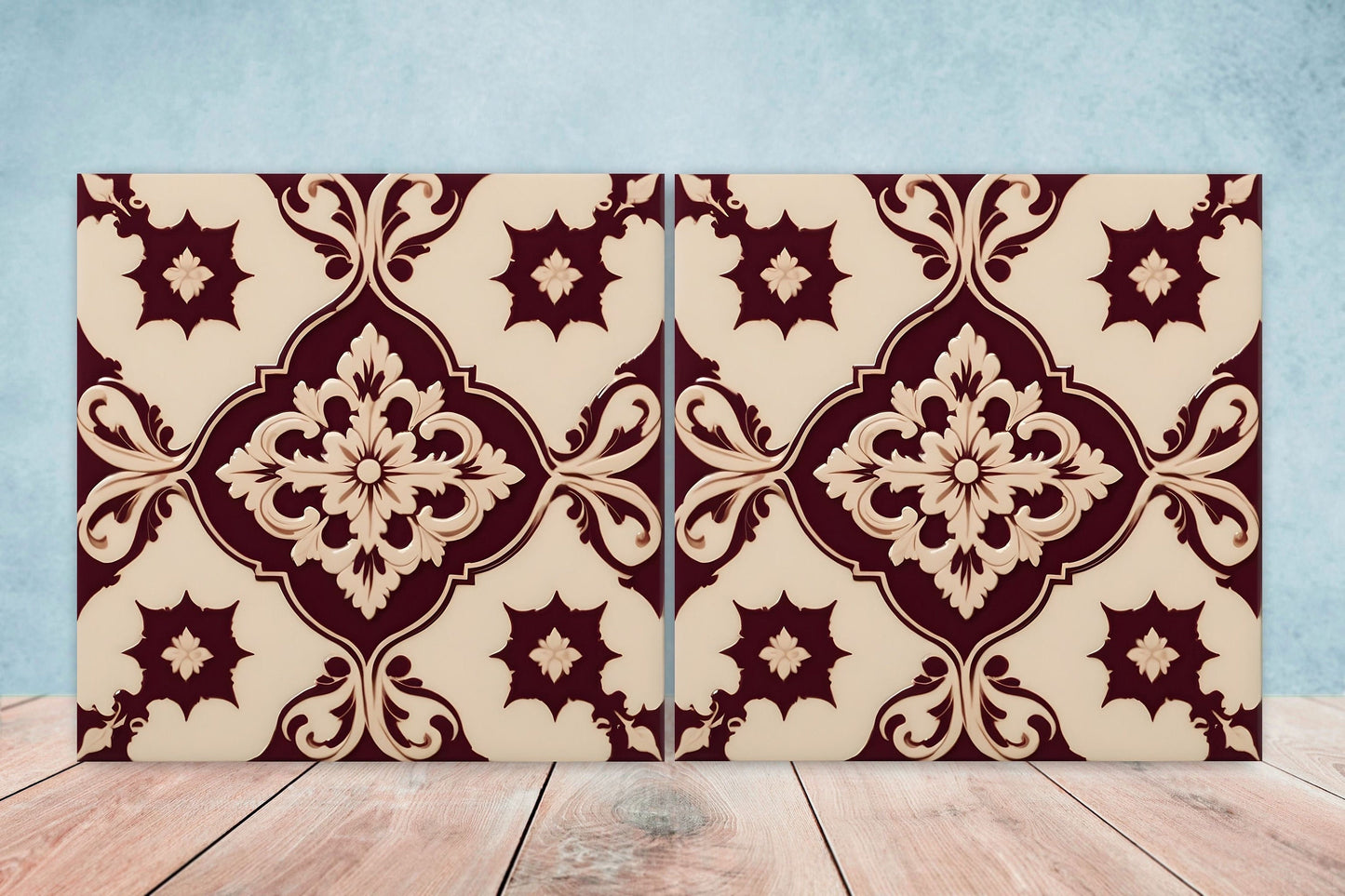 Victorian Tiles - Set of 2 Victorian Wall Decor Ceramic Tiles - Kitchen Backsplash Tiles, Table Decorative Tiles, Bathroom Tiles, Coaster