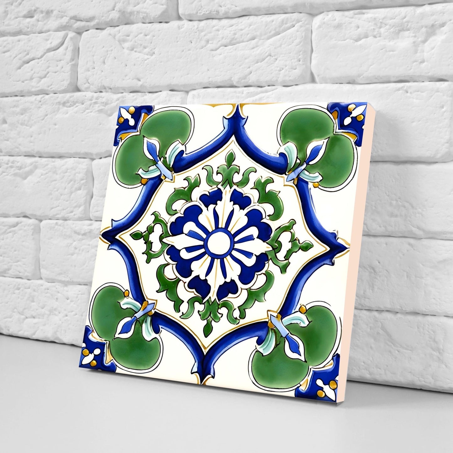 Italian Majolica Tiles - Set of 2 Sicilian Wall Decor Tiles - Kitchen Backsplash Tiles, Table Decorative Tiles, Bathroom Tiles, Coaster