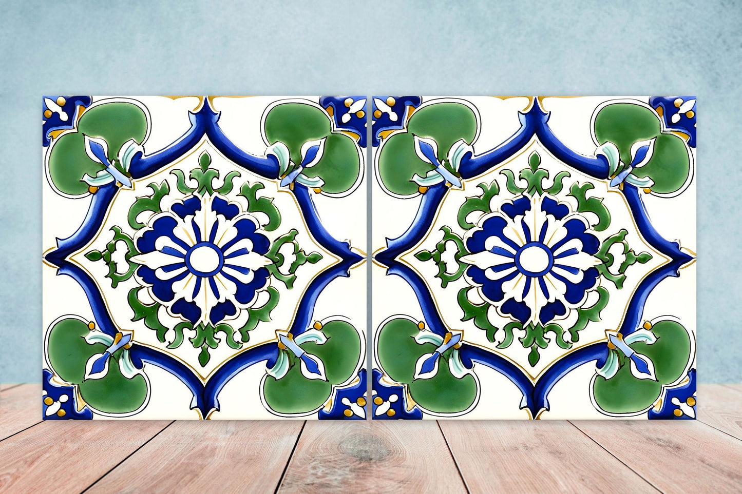 Italian Majolica Tiles - Set of 2 Sicilian Wall Decor Tiles - Kitchen Backsplash Tiles, Table Decorative Tiles, Bathroom Tiles, Coaster