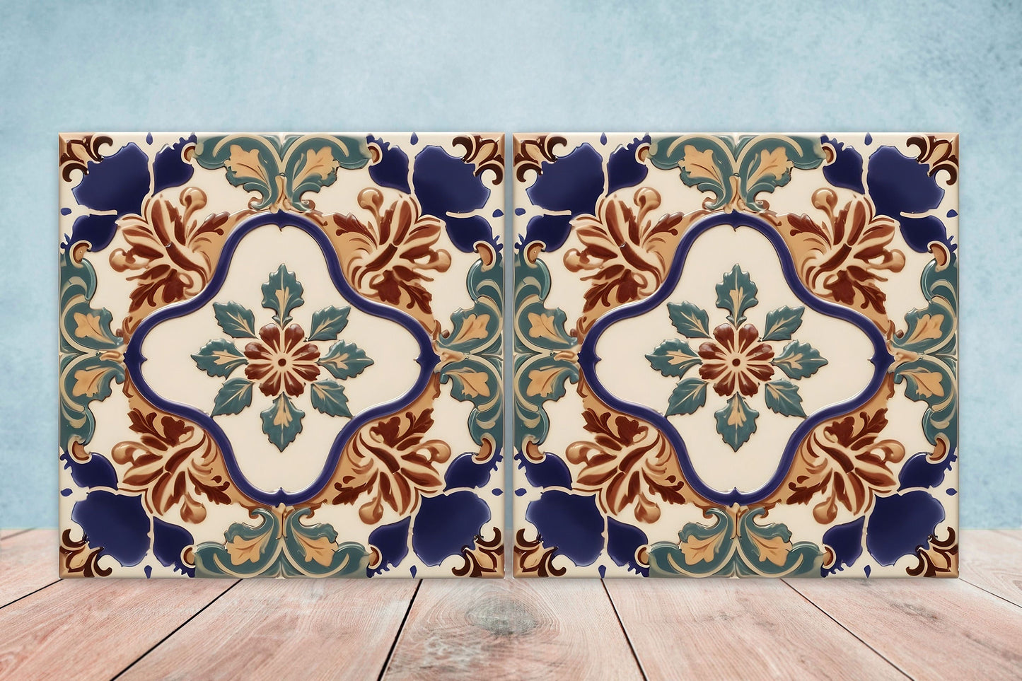 Victorian Tiles - Set of 2 Victorian Wall Decor Ceramic Tiles - Kitchen Backsplash Tiles, Table Decorative Tiles, Bathroom Tiles, Coaster
