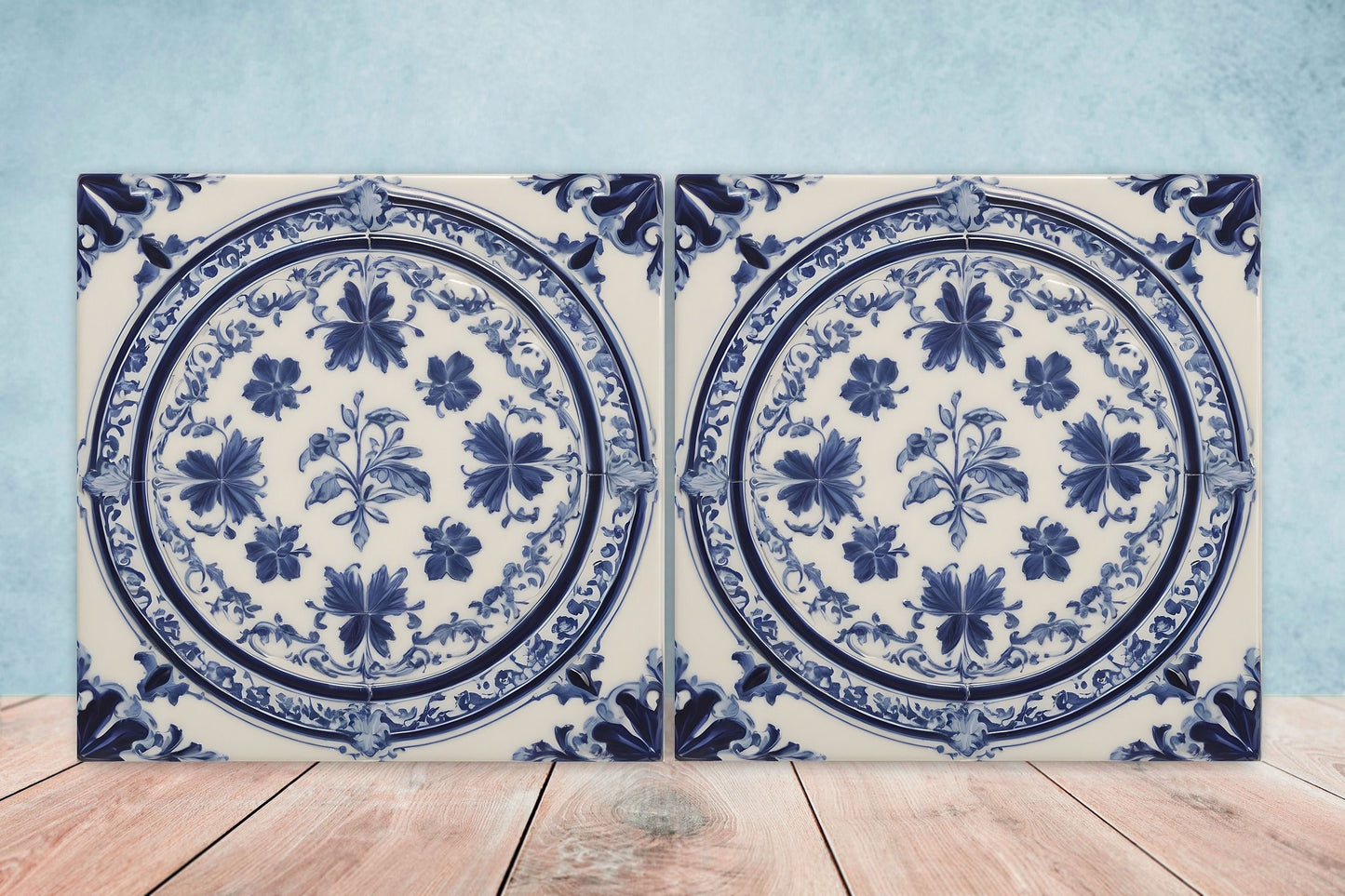 Victorian Tiles - Set of 2 Victorian Wall Decor Ceramic Tiles - Kitchen Backsplash Tiles, Table Decorative Tiles, Bathroom Tiles, Coaster