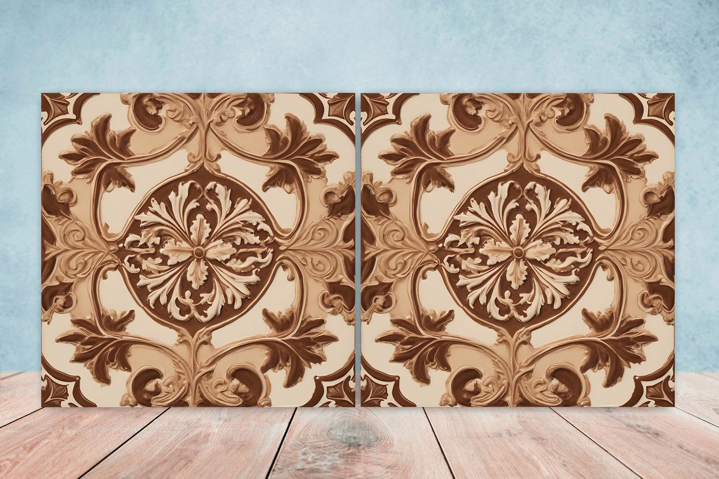 Victorian Tiles - Set of 2 Victorian Wall Decor Ceramic Tiles - Kitchen Backsplash Tiles, Table Decorative Tiles, Bathroom Tiles, Coaster