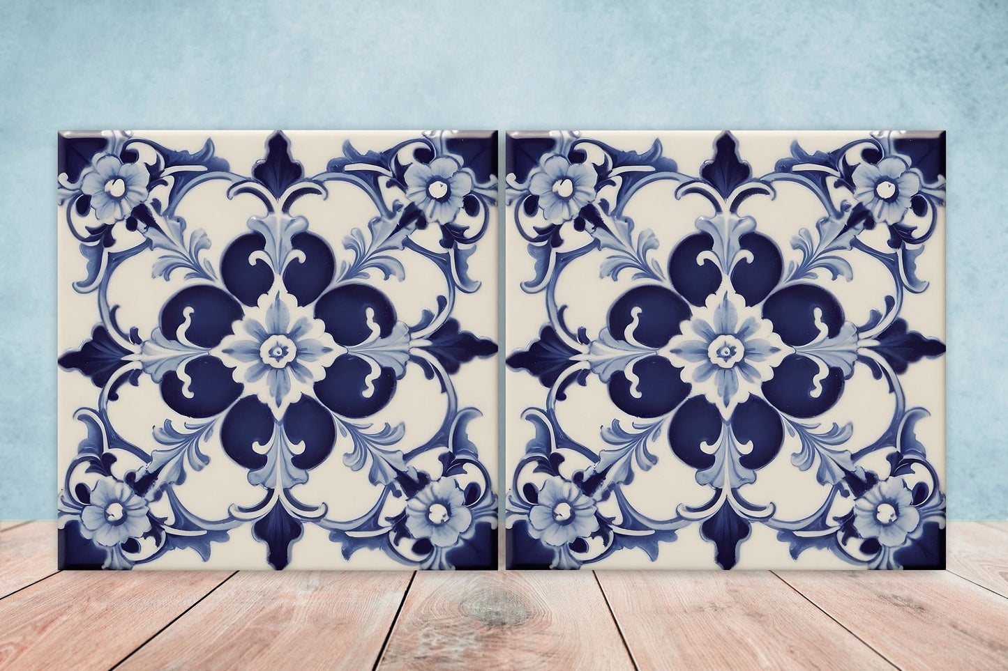 Victorian Tiles - Set of 2 Victorian Wall Decor Ceramic Tiles - Kitchen Backsplash Tiles, Table Decorative Tiles, Bathroom Tiles, Coaster