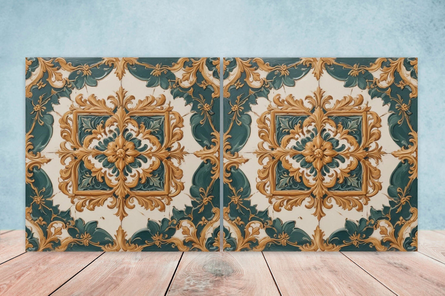 Victorian Tiles - Set of 2 Victorian Wall Decor Ceramic Tiles - Kitchen Backsplash Tiles, Table Decorative Tiles, Bathroom Tiles, Coaster