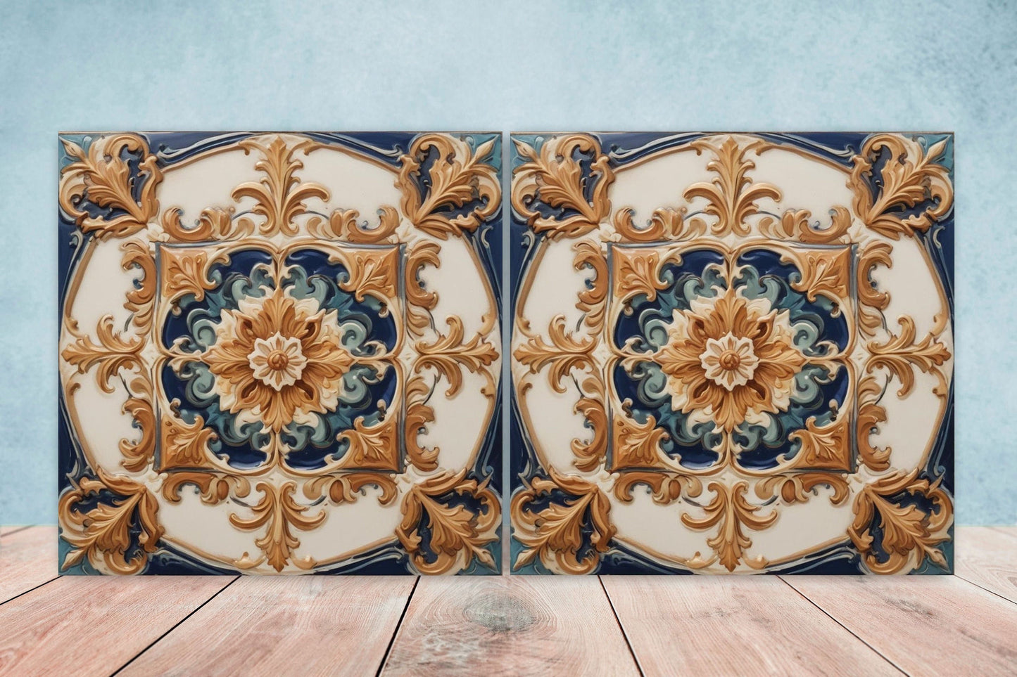 Victorian Tiles - Set of 2 Victorian Wall Decor Ceramic Tiles - Kitchen Backsplash Tiles, Table Decorative Tiles, Bathroom Tiles, Coaster