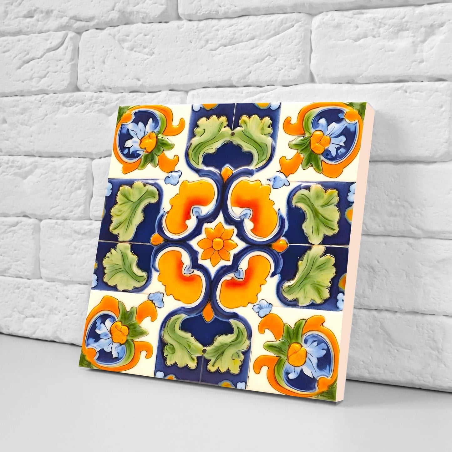 Italian Majolica Tiles - Set of 2 Sicilian Wall Decor Tiles - Kitchen Backsplash Tiles, Table Decorative Tiles, Bathroom Tiles, Coaster