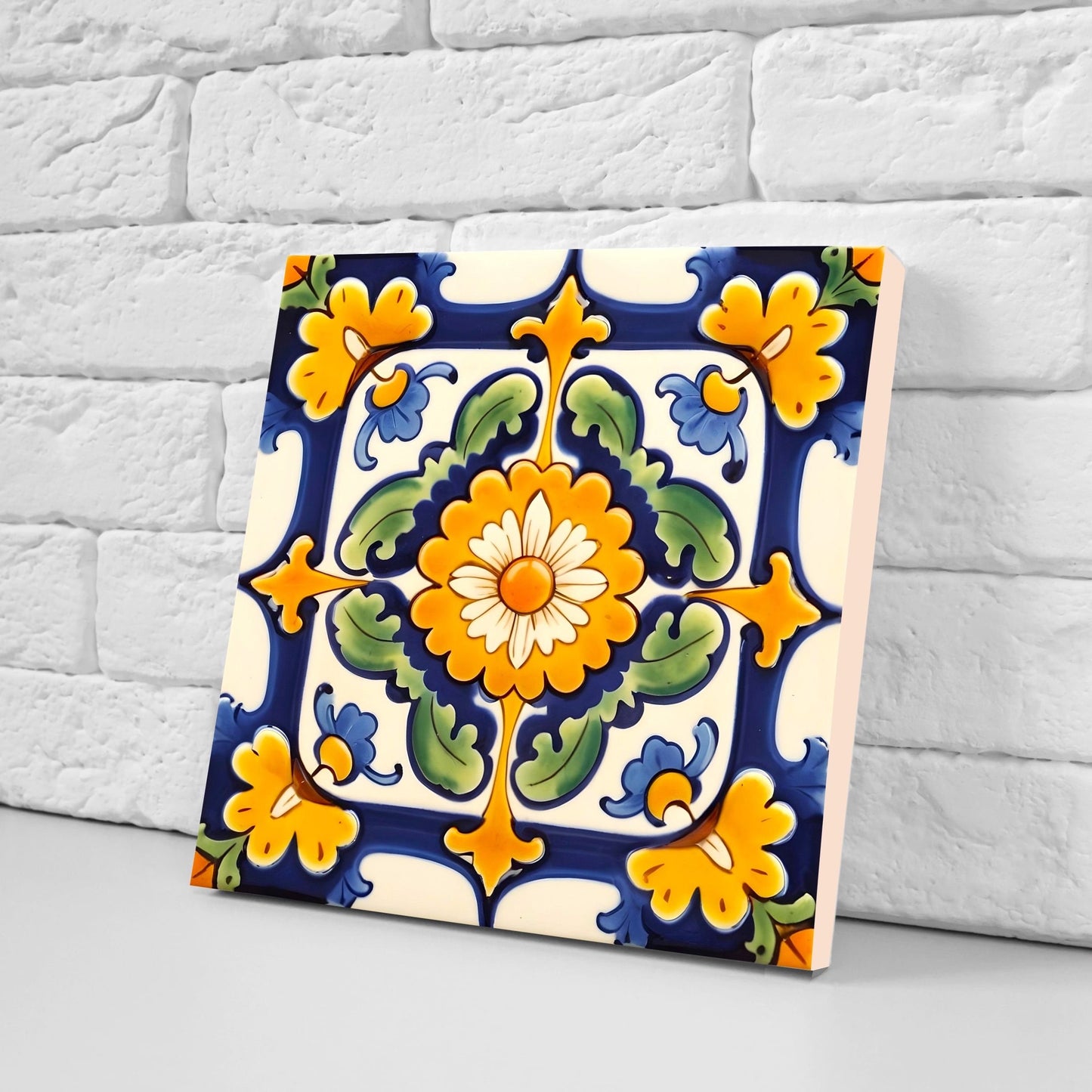 Italian Majolica Tiles - Set of 2 Sicilian Wall Decor Tiles - Kitchen Backsplash Tiles, Table Decorative Tiles, Bathroom Tiles, Coaster